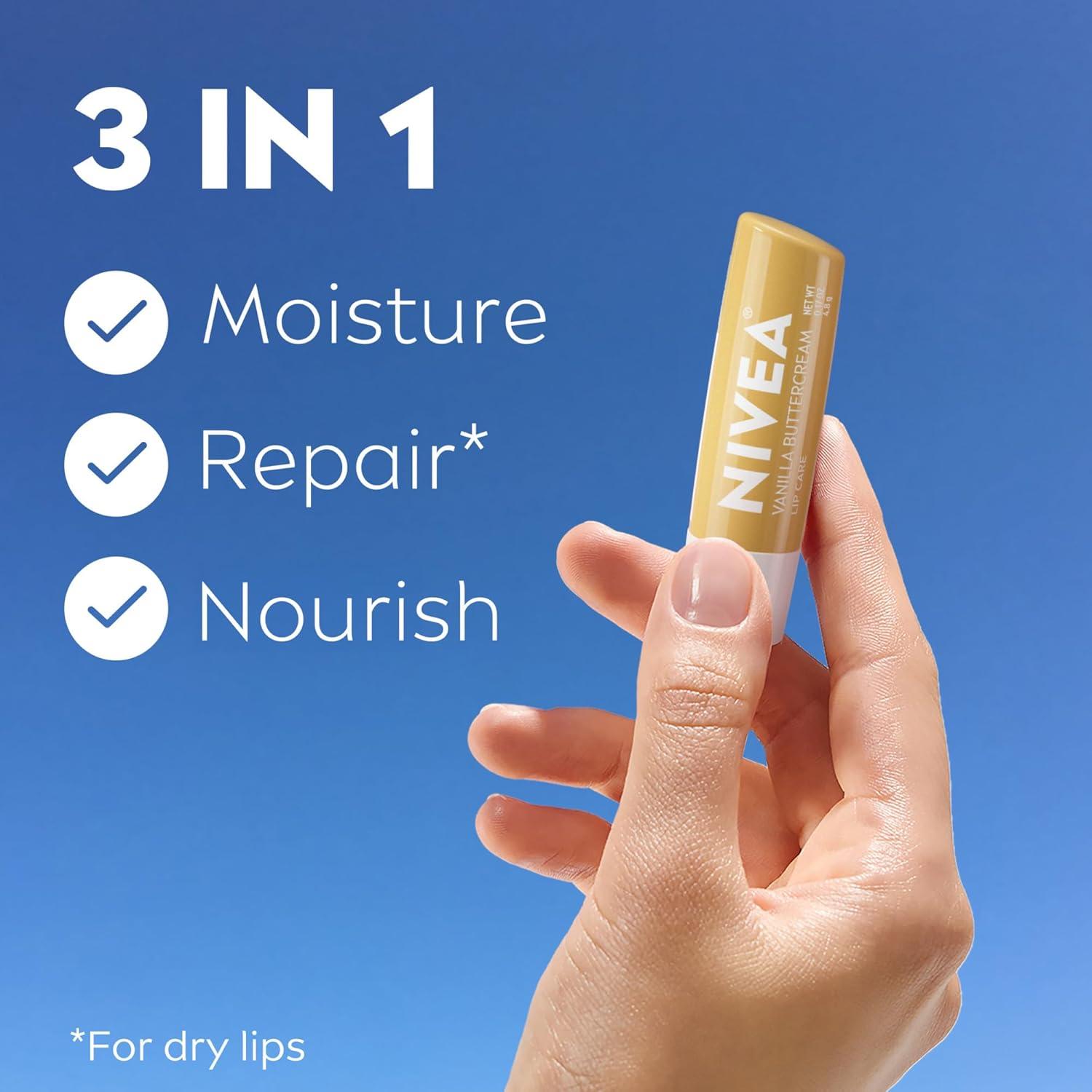 imageNIVEA Blackberry Pie Lip Balm Nourishing Lip Care Bridgerton Limited Edition Tinted Lip Balm with Blackberry Flavor and Shea Butter 3in1 Moisture Repair and Color 017 Oz StickVanilla Buttercream