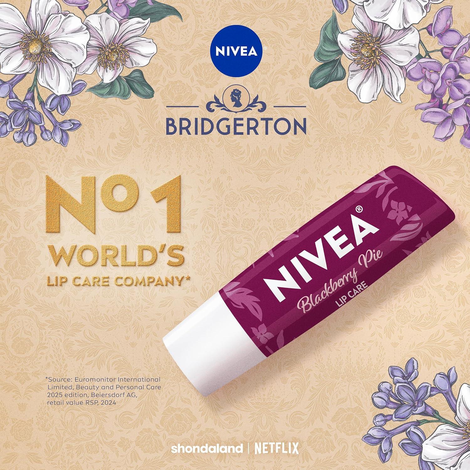 imageNIVEA Blackberry Pie Lip Balm Nourishing Lip Care Bridgerton Limited Edition Tinted Lip Balm with Blackberry Flavor and Shea Butter 3in1 Moisture Repair and Color 017 Oz StickBridgerton Blackberry Pie