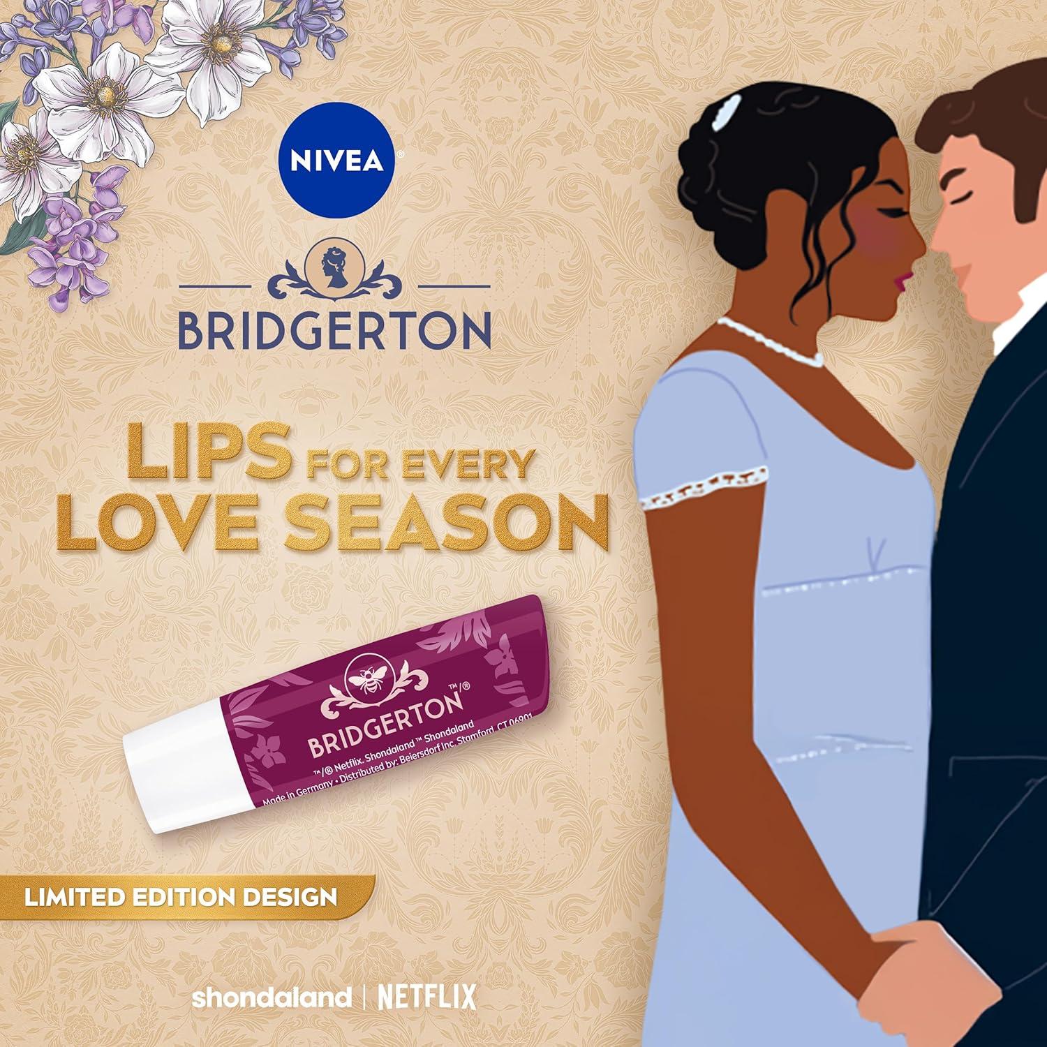 imageNIVEA Blackberry Pie Lip Balm Nourishing Lip Care Bridgerton Limited Edition Tinted Lip Balm with Blackberry Flavor and Shea Butter 3in1 Moisture Repair and Color 017 Oz StickBridgerton Blackberry Pie