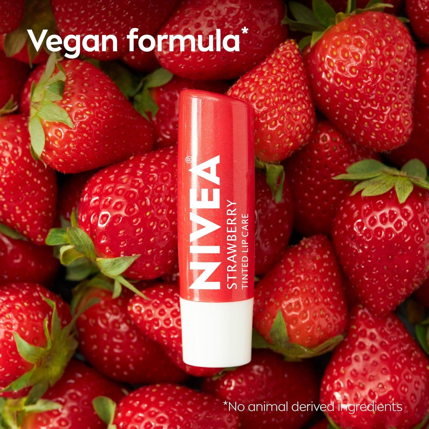 imageNIVEA Blackberry Pie Lip Balm Nourishing Lip Care Bridgerton Limited Edition Tinted Lip Balm with Blackberry Flavor and Shea Butter 3in1 Moisture Repair and Color 017 Oz StickStrawberry