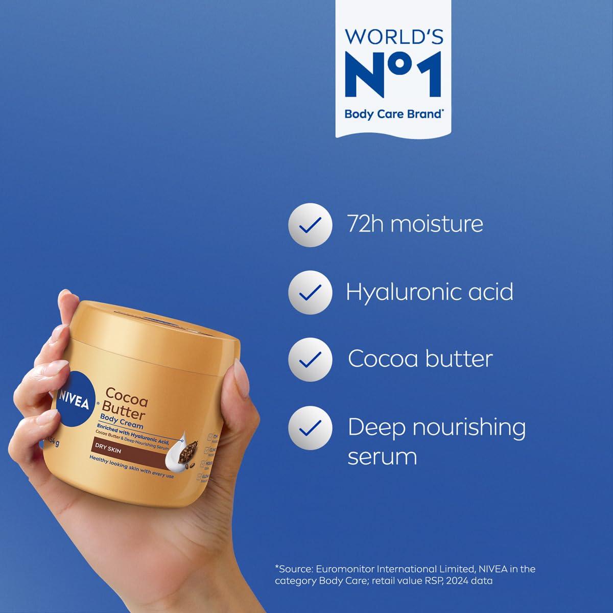imageNIVEA Cocoa Butter Body Cream with Deep Nourishing Serum Cocoa Butter Cream for Dry Skin Mothers Day Gifts 16 Oz Jar