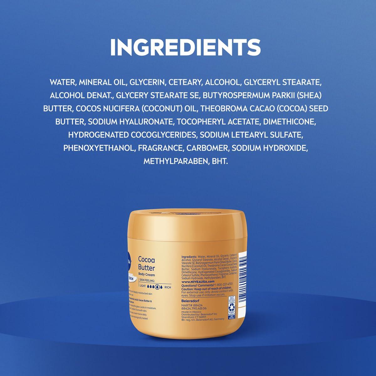 imageNIVEA Cocoa Butter Body Cream with Deep Nourishing Serum Cocoa Butter Cream for Dry Skin Mothers Day Gifts 16 Oz Jar