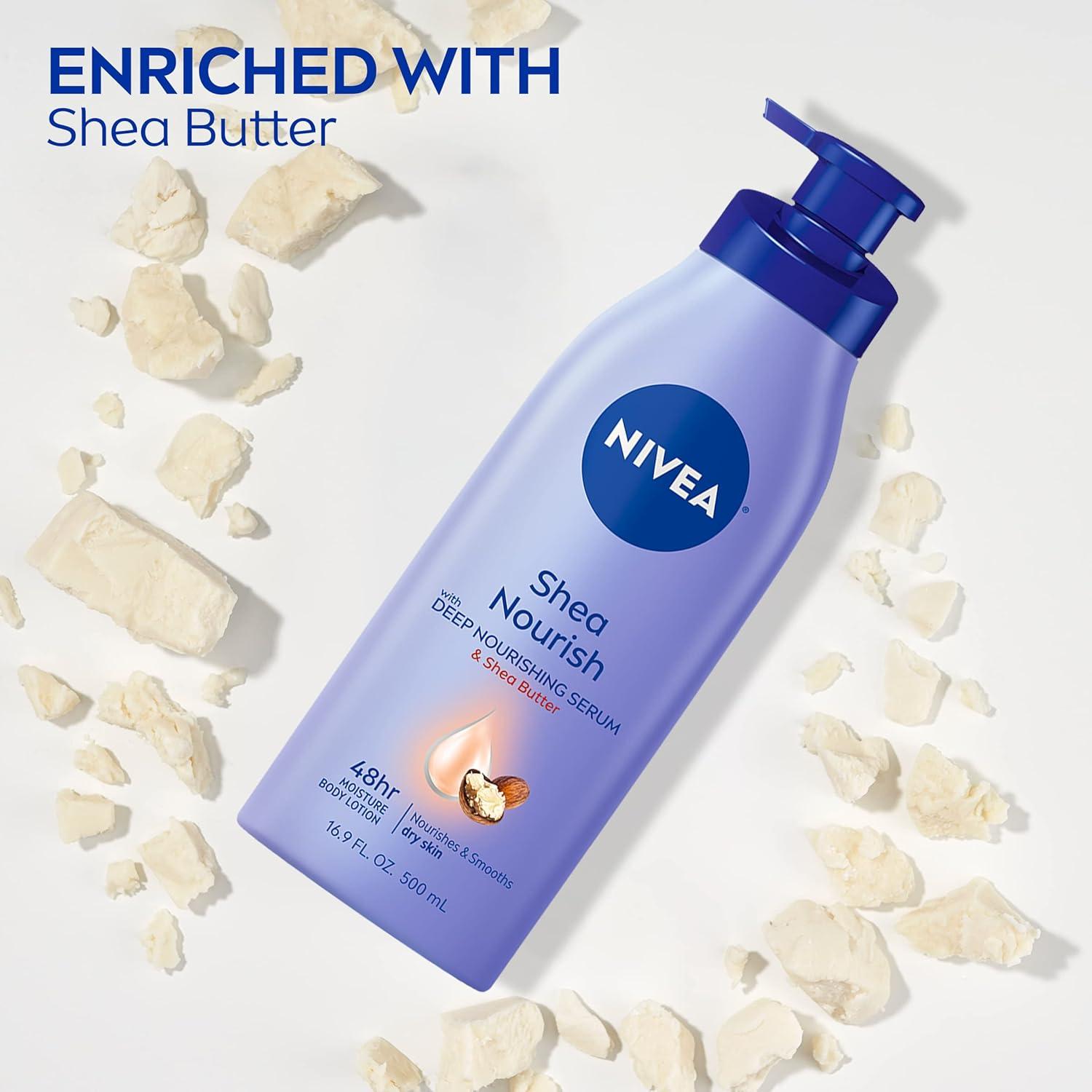imageNIVEA Cocoa Butter Body Lotion for Dry Skin with Hyaluronic Acid Cocoa Butter and Deep Nourishing Serum 72Hour Body Moisturizer 338 Fl Oz Value Size Pump BottleShea Butter