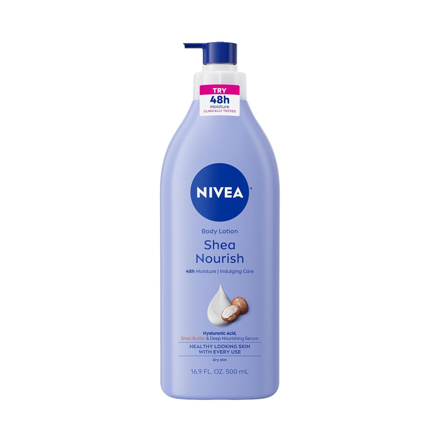 imageNIVEA Cocoa Butter Body Lotion for Dry Skin with Hyaluronic Acid Cocoa Butter and Deep Nourishing Serum 72Hour Body Moisturizer 338 Fl Oz Value Size Pump BottleShea Butter