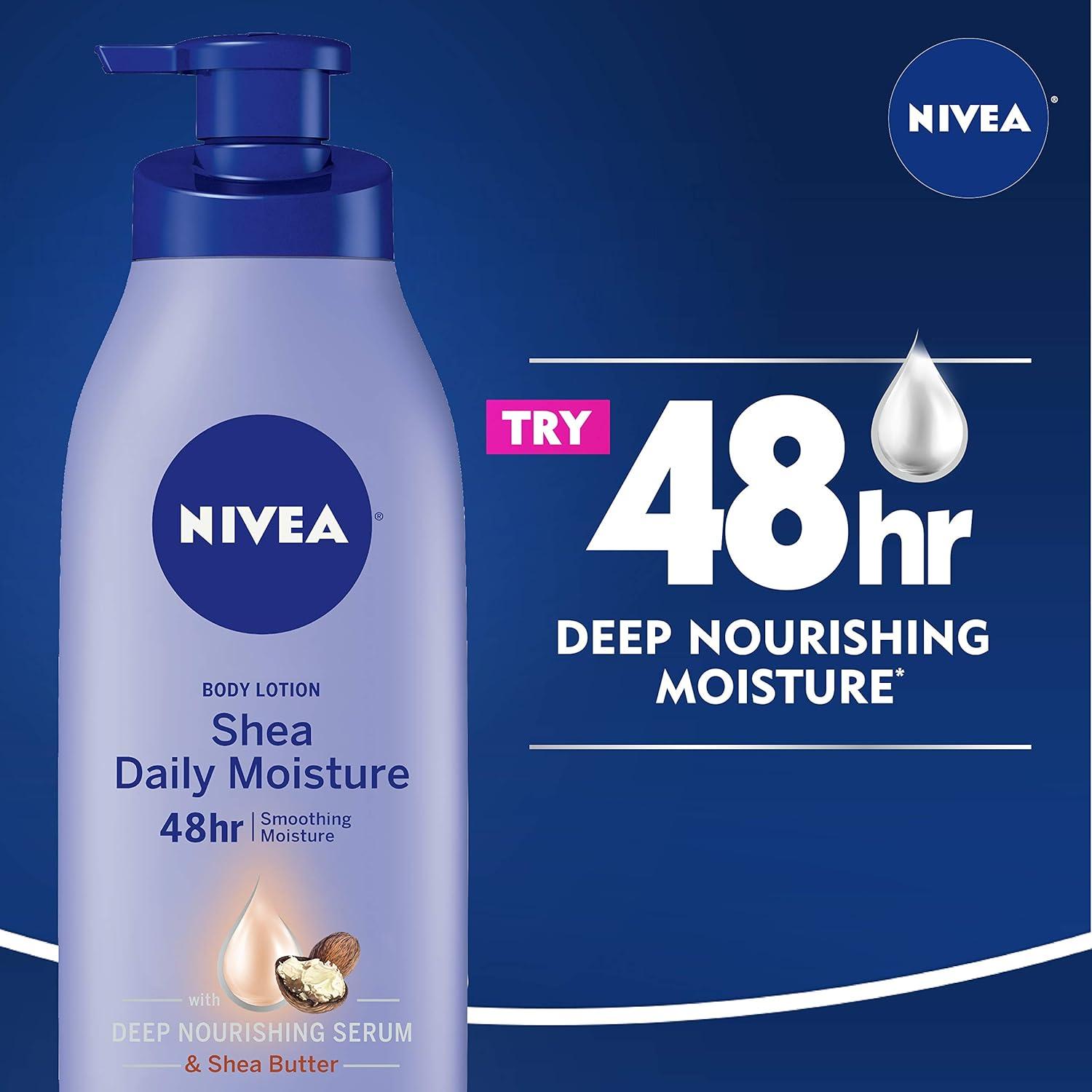imageNIVEA Cocoa Butter Body Lotion for Dry Skin with Hyaluronic Acid Cocoa Butter and Deep Nourishing Serum 72Hour Body Moisturizer 338 Fl Oz Value Size Pump BottleShea