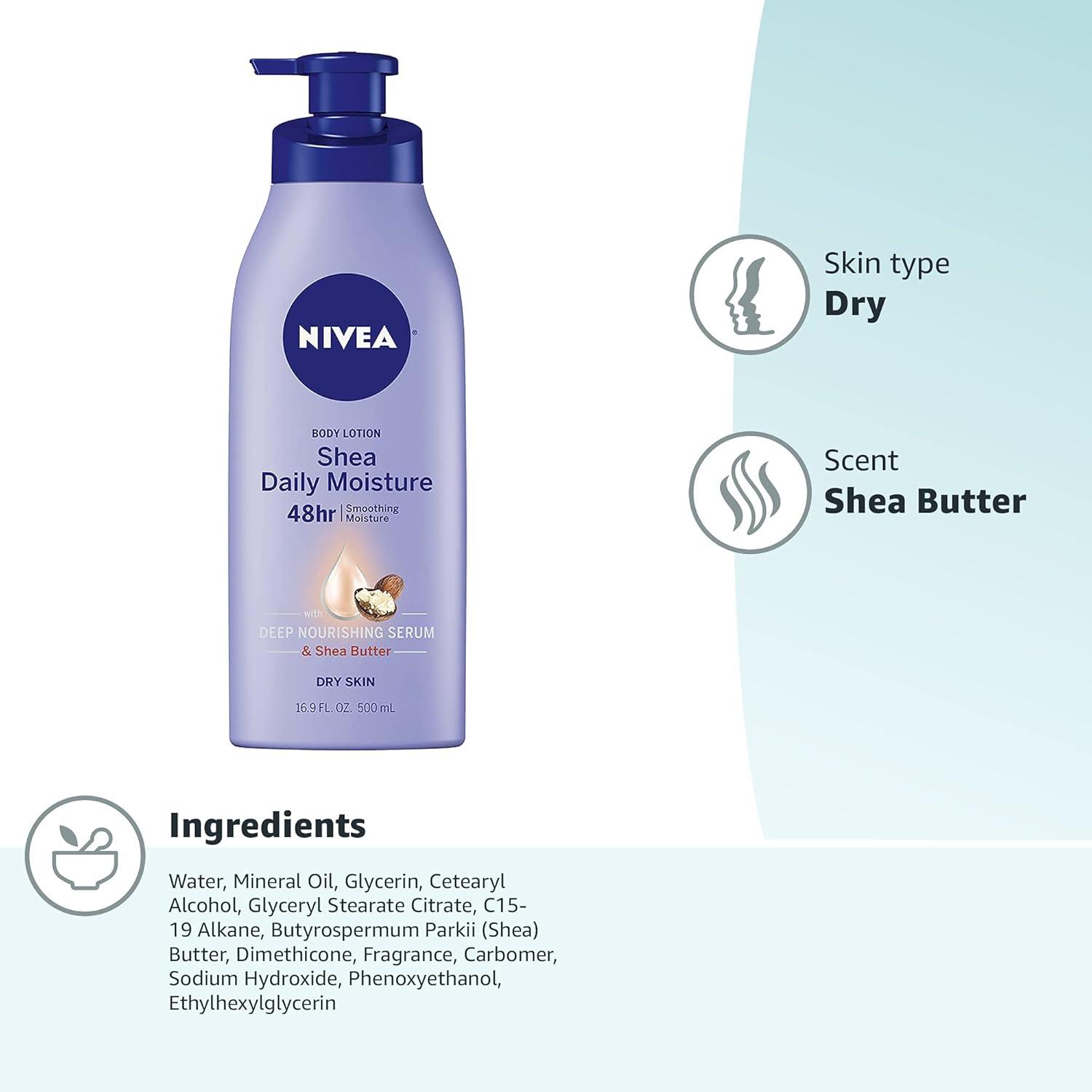 imageNIVEA Cocoa Butter Body Lotion for Dry Skin with Hyaluronic Acid Cocoa Butter and Deep Nourishing Serum 72Hour Body Moisturizer 338 Fl Oz Value Size Pump BottleShea Butter