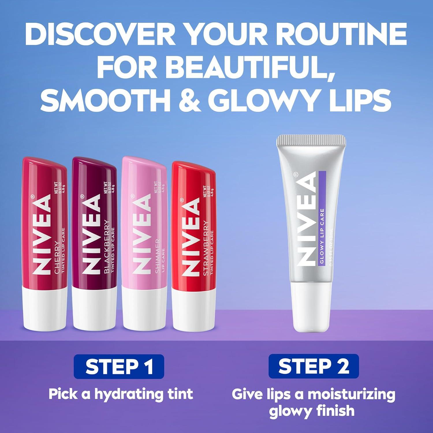 imageNIVEA Glowy Lips Vegan Lip Balm with Hyaluronic Acid Vitamin E and Magnolia Extract Moisturizing Lip Balm Instantly Boosts Natural Lip Glow 035 Fl Oz Tube035 Fl Oz Pack of 2
