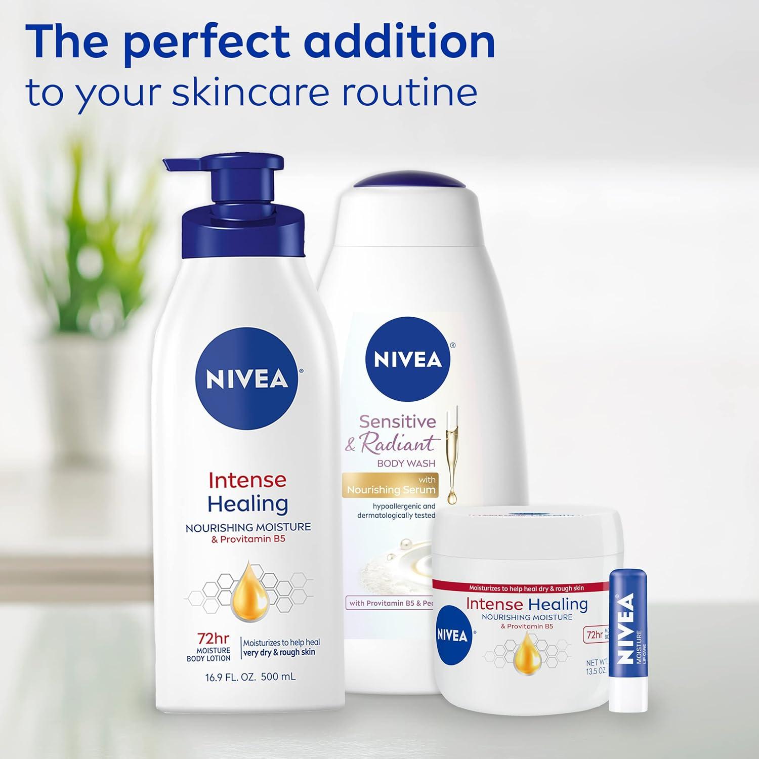imageNIVEA Intense Healing Body Cream for Dry Skin with Glycerin Provitamin B5 and Niacinamide 72Hour Moisture NonGreasy Body Moisturizer Immediately Soothes Dry Itchy Skin Feeling 135 Oz Jar135 Ounce Pack of 2