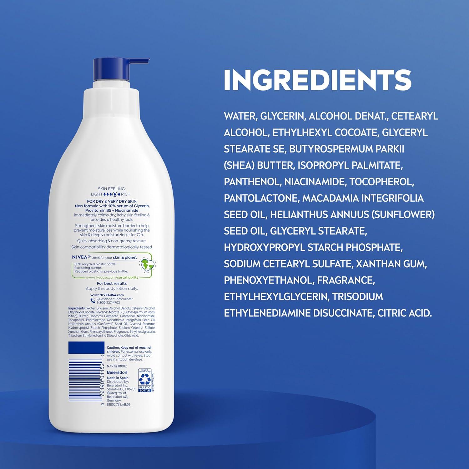 imageNIVEA Intense Healing Body Lotion for Very Dry Itchy Skin with Glycerin Provitamin B5 and Niacinamide 72Hour Body Moisturizer 169 Fl Oz Pump Bottle169 Fl Oz Pack of 1