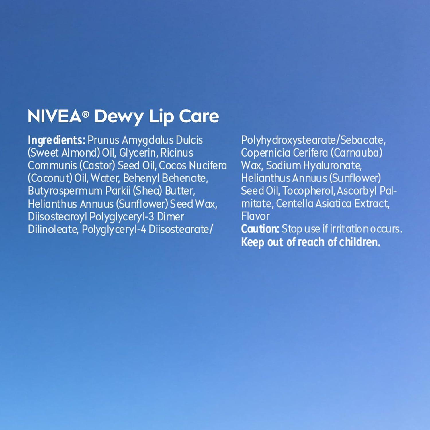 imageNIVEA Lip Balm Set Smoothness Lip Care with Broad Spectrum SPF 15 Sunscreen 017 Oz Pack of 4 Dewy with Hyaluronic Acid 018 Oz Pack of 4 LongLasting Moisture017 Ounce Pack of 8