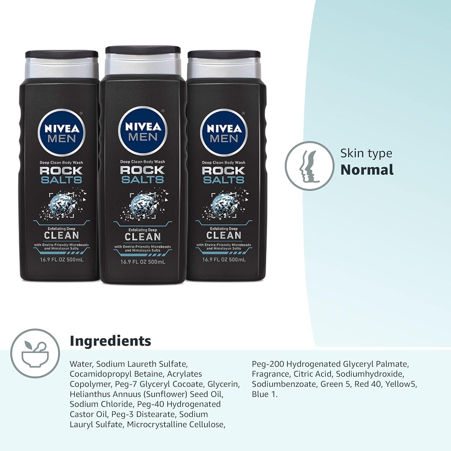 imageNIVEA MEN Real Madrid Limited Edition Design Active Clean Body Wash with Natural Charcoal for Normal to Oily Skin 3in1 Charcoal Body Wash Face and Hair 169 Fl Oz Bottle Pack of 3169 Fl Oz Pack of 6