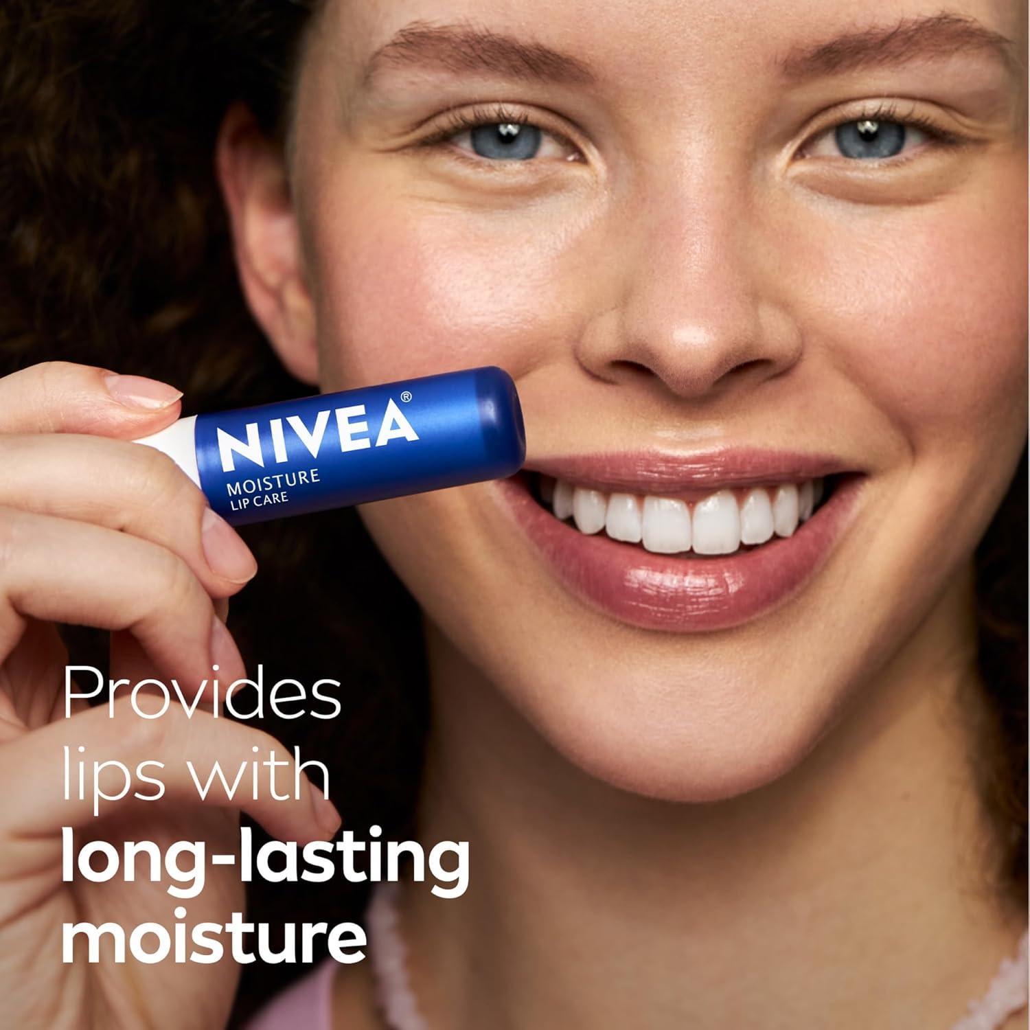 imageNIVEA Moisture Lip Care Hydrating Lip Balm with Shea Butter Mothers Day Gifts 017 Oz Stick Pack of 4Shea Butter