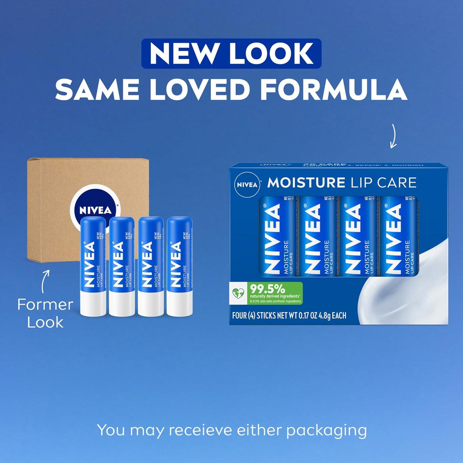 imageNIVEA Moisture Lip Care Hydrating Lip Balm with Shea Butter Mothers Day Gifts 017 Oz Stick Pack of 4Shea Butter