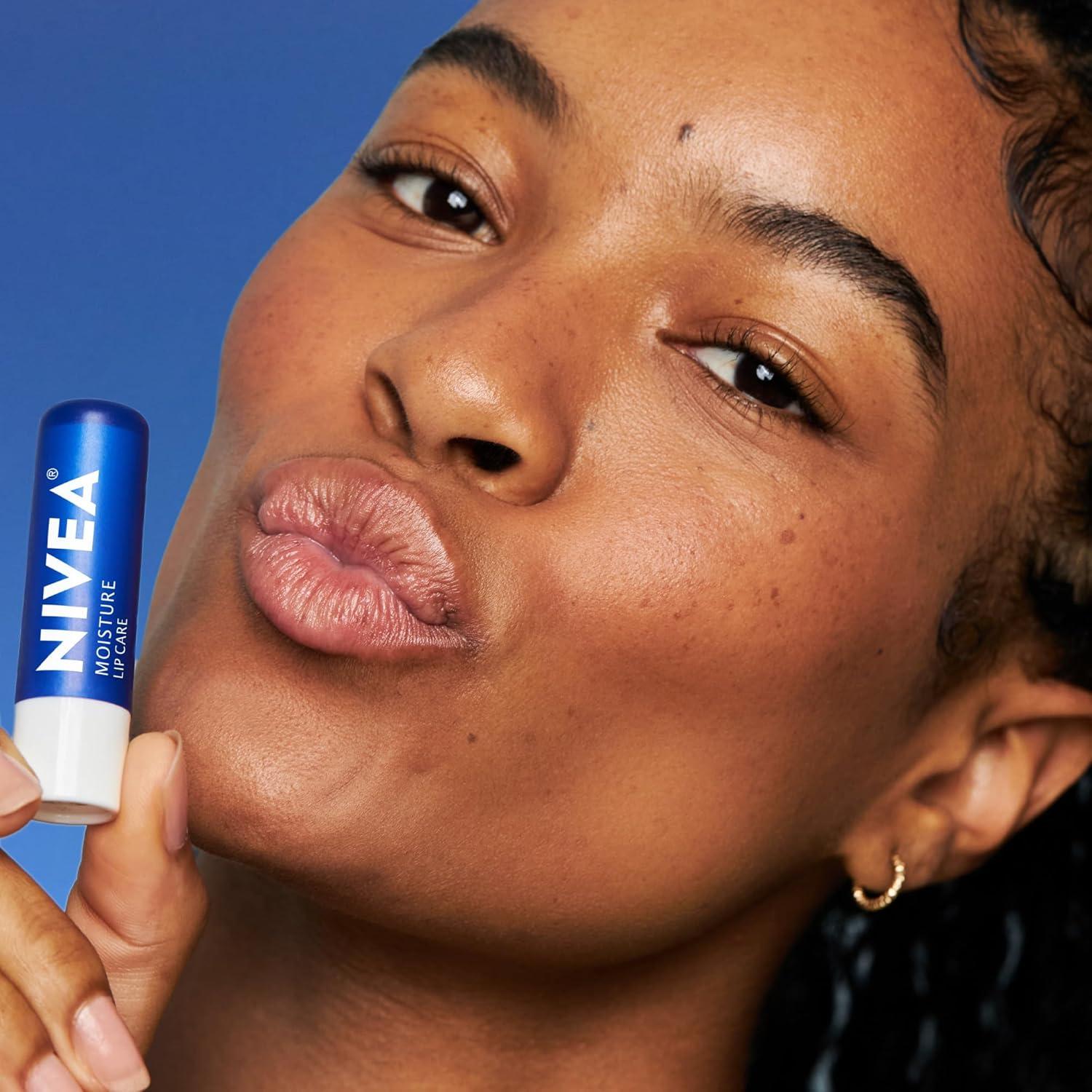 imageNIVEA Moisture Lip Care Hydrating Lip Balm with Shea Butter Mothers Day Gifts 017 Oz Stick Pack of 4Shea Butter