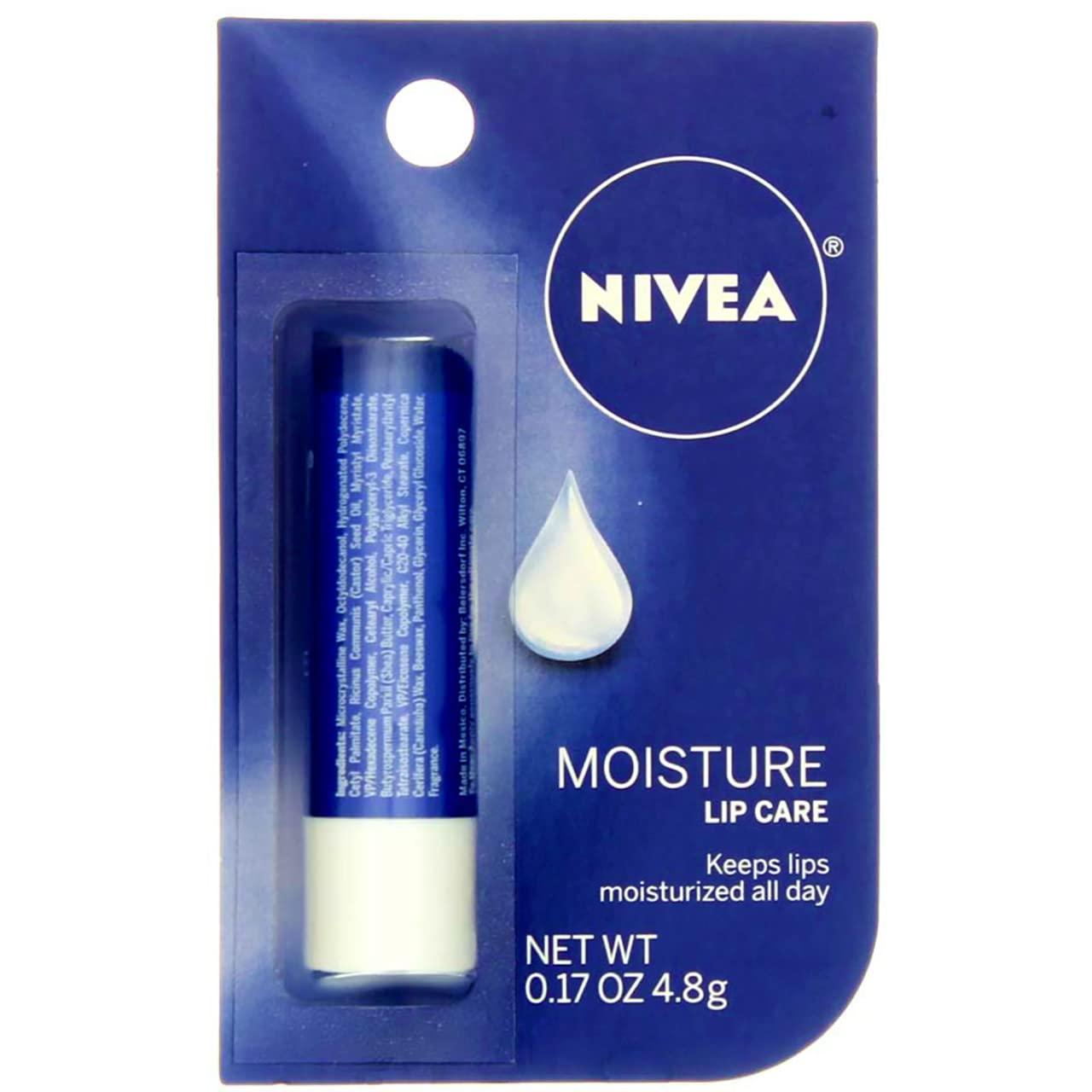 imageNIVEA Moisture Lip Care Hydrating Lip Balm with Shea Butter Mothers Day Gifts 017 Oz Stick Pack of 4Unflavored