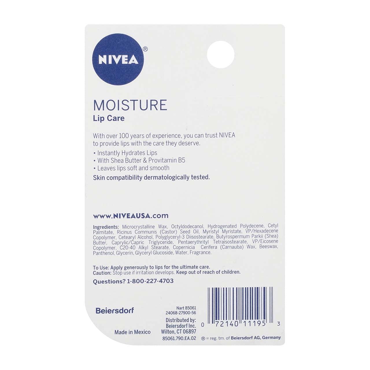imageNIVEA Moisture Lip Care Hydrating Lip Balm with Shea Butter Mothers Day Gifts 017 Oz Stick Pack of 4Unflavored