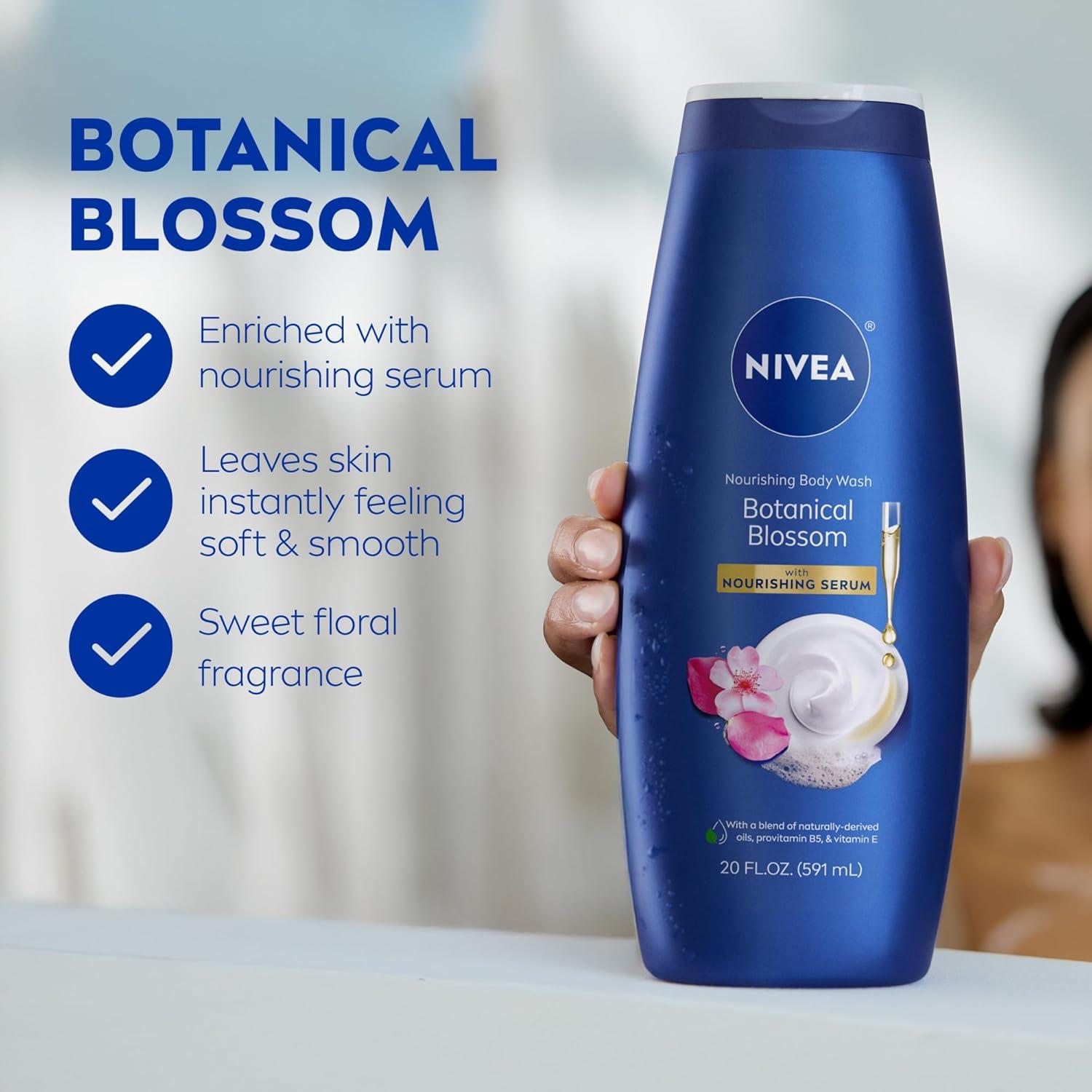 imageNIVEA Nourishing Botanical Blossom Body Wash with Nourishing Serum Moisturizing Body Wash for Women Enriched with Provitamin B5 and Vitamin E 20 Fl Oz BottleBotanical Blossom