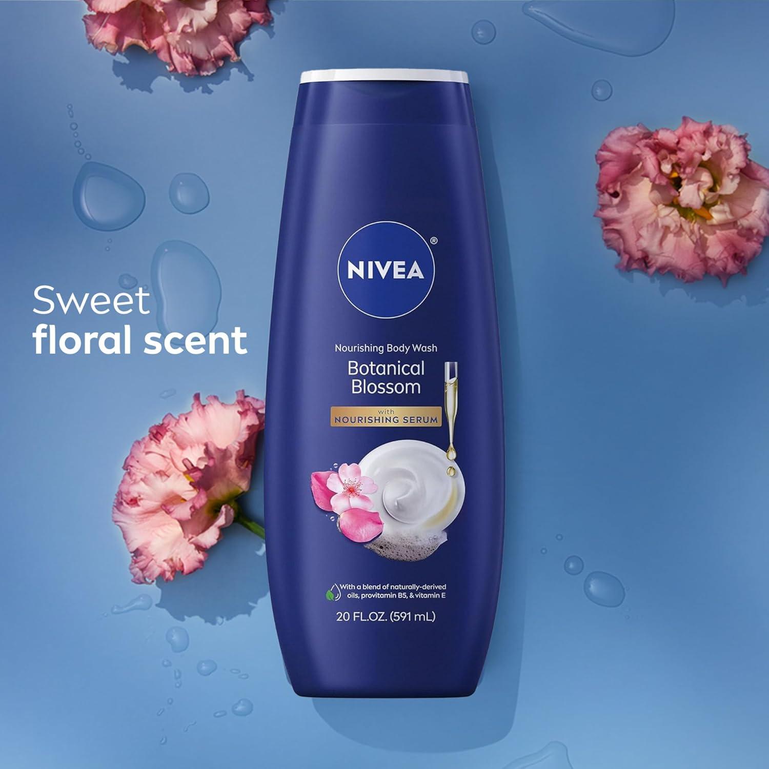 imageNIVEA Nourishing Botanical Blossom Body Wash with Nourishing Serum Moisturizing Body Wash for Women Enriched with Provitamin B5 and Vitamin E 20 Fl Oz BottleBotanical Blossom