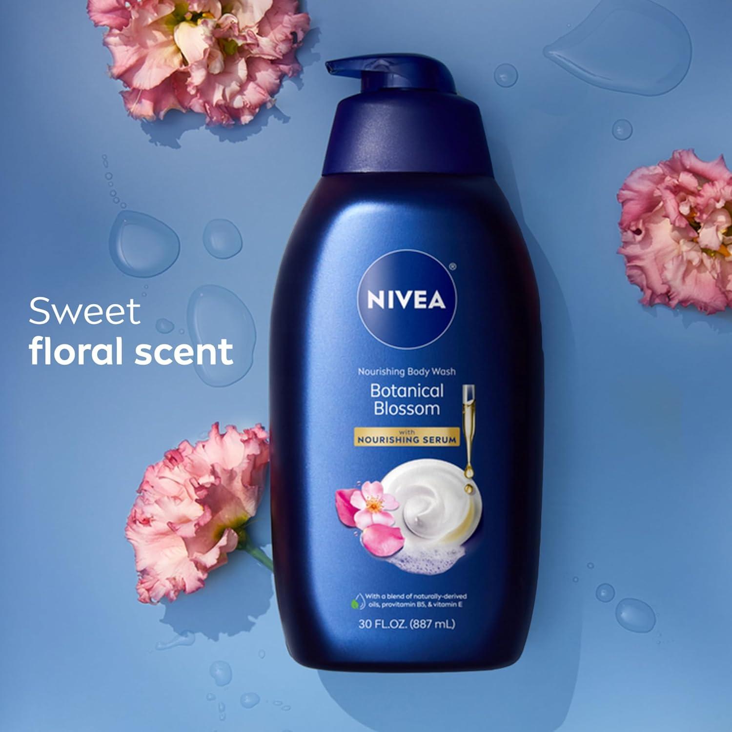 imageNIVEA Nourishing Botanical Blossom Body Wash with Nourishing Serum Moisturizing Body Wash for Women Enriched with Provitamin B5 and Vitamin E 20 Fl Oz BottleBotanical Blossom