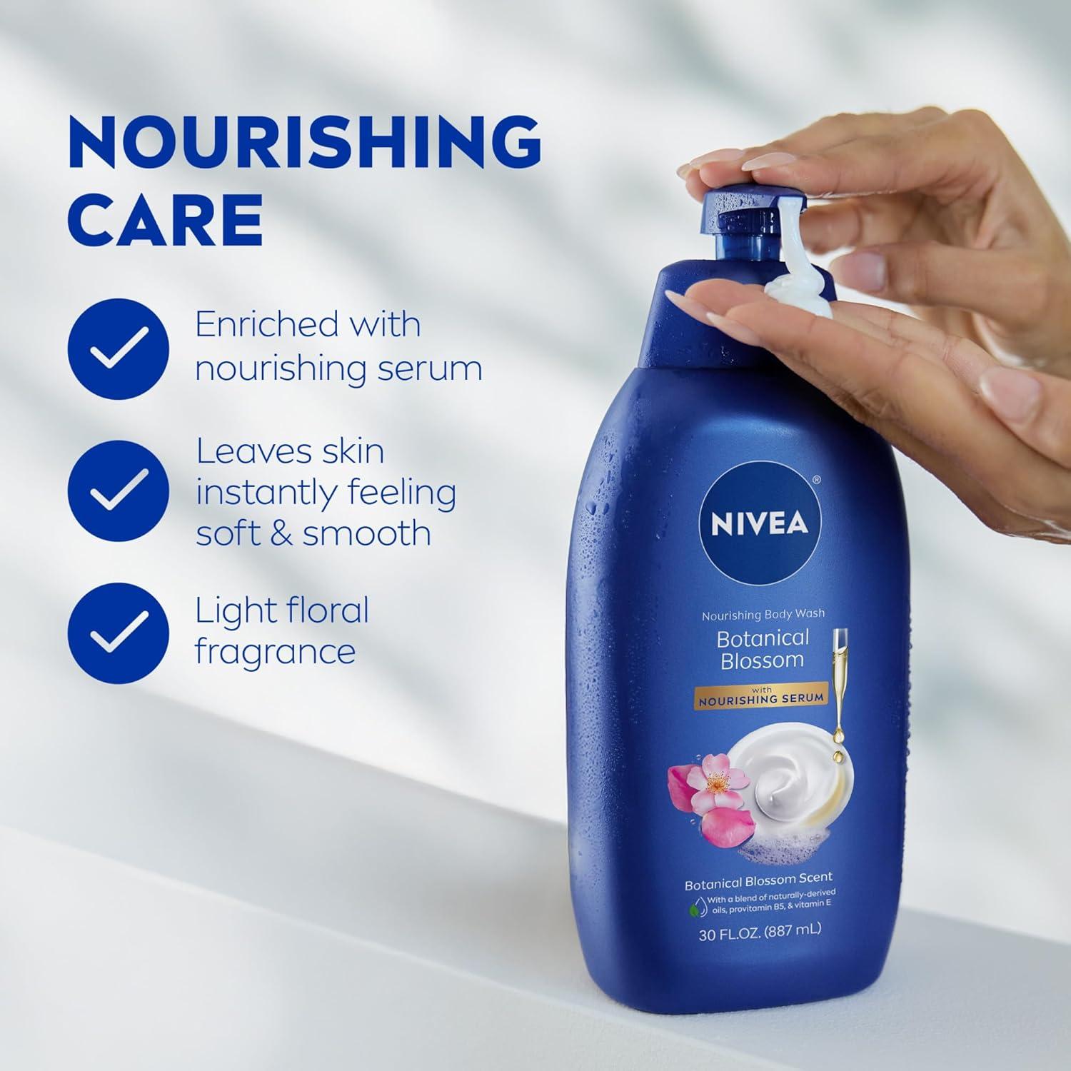 imageNIVEA Nourishing Botanical Blossom Body Wash with Nourishing Serum Moisturizing Body Wash for Women Enriched with Provitamin B5 and Vitamin E 20 Fl Oz BottleBotanical Blossom
