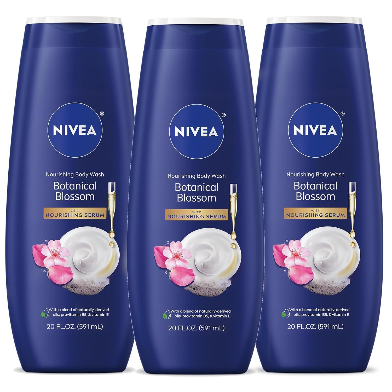 imageNIVEA Nourishing Botanical Blossom Body Wash with Nourishing Serum Moisturizing Body Wash for Women Enriched with Provitamin B5 and Vitamin E 20 Fl Oz BottleBotanical Blossom