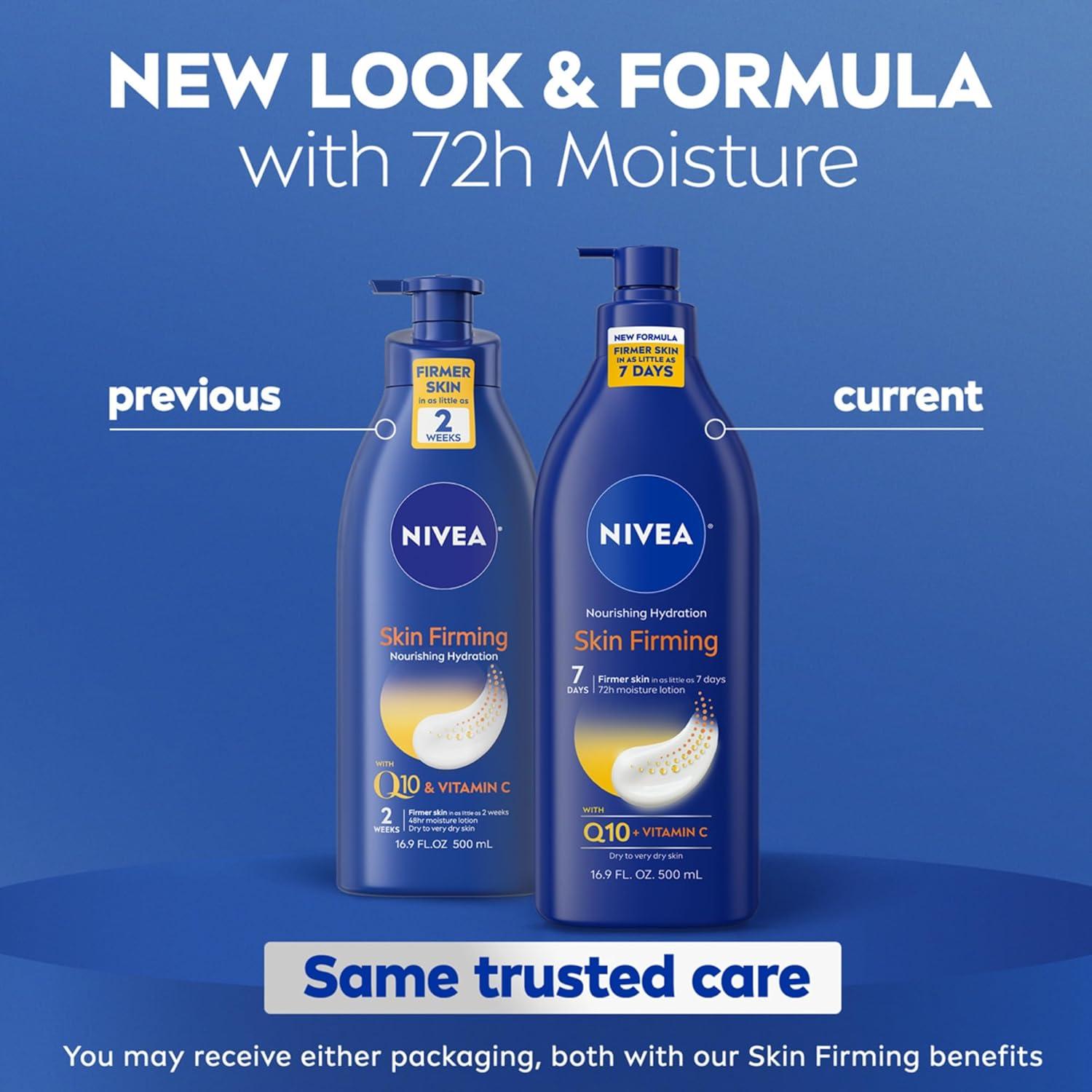 imageNIVEA Nourishing Hydration Skin Firming Body Lotion with Q10 and Vitamin C 72Hour Body Moisturizer for Dry to Very Dry Skin 169 Fl Oz Pump Bottle