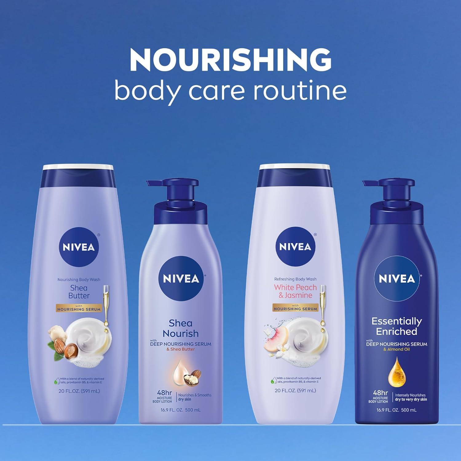 imageNIVEA Nourishing Shea Butter Body Wash 20 Fl Oz Bottle Refreshing White Peach and Jasmine Scented Body Wash 20 Fl Oz Bottle Skin Care Set with Provitamin B5 and Vitamin E