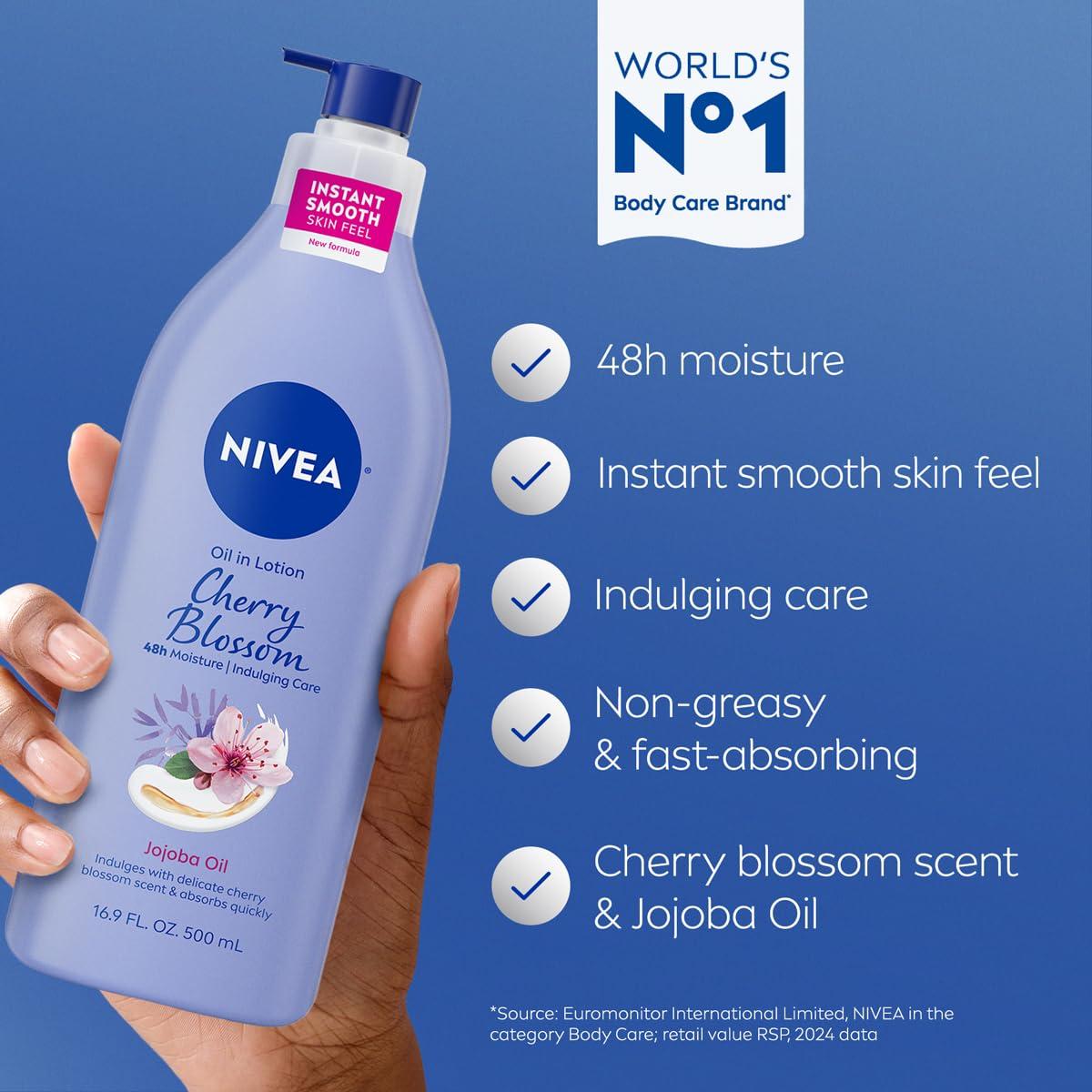 imageNIVEA Oil Infused Cherry Blossom and Jojoba Oil Body Lotion for Women Mothers Day Gifts 169 Fl Oz Pump Bottle169 Fl Oz Pack of 1