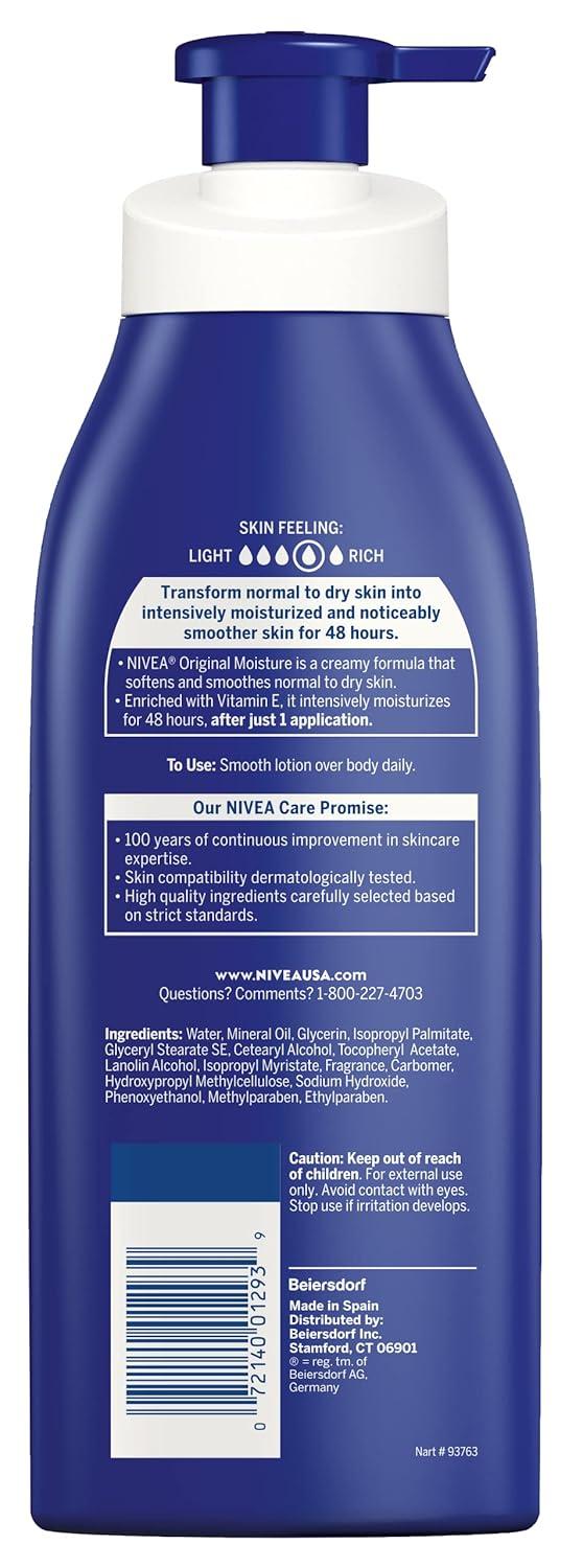 imageNIVEA Original Moisture Body Lotion with Vitamin E 48Hour Body Moisturizer for Normal to Dry Skin 169 Fl Oz Pump Bottle169 Fl Oz Pack of 2