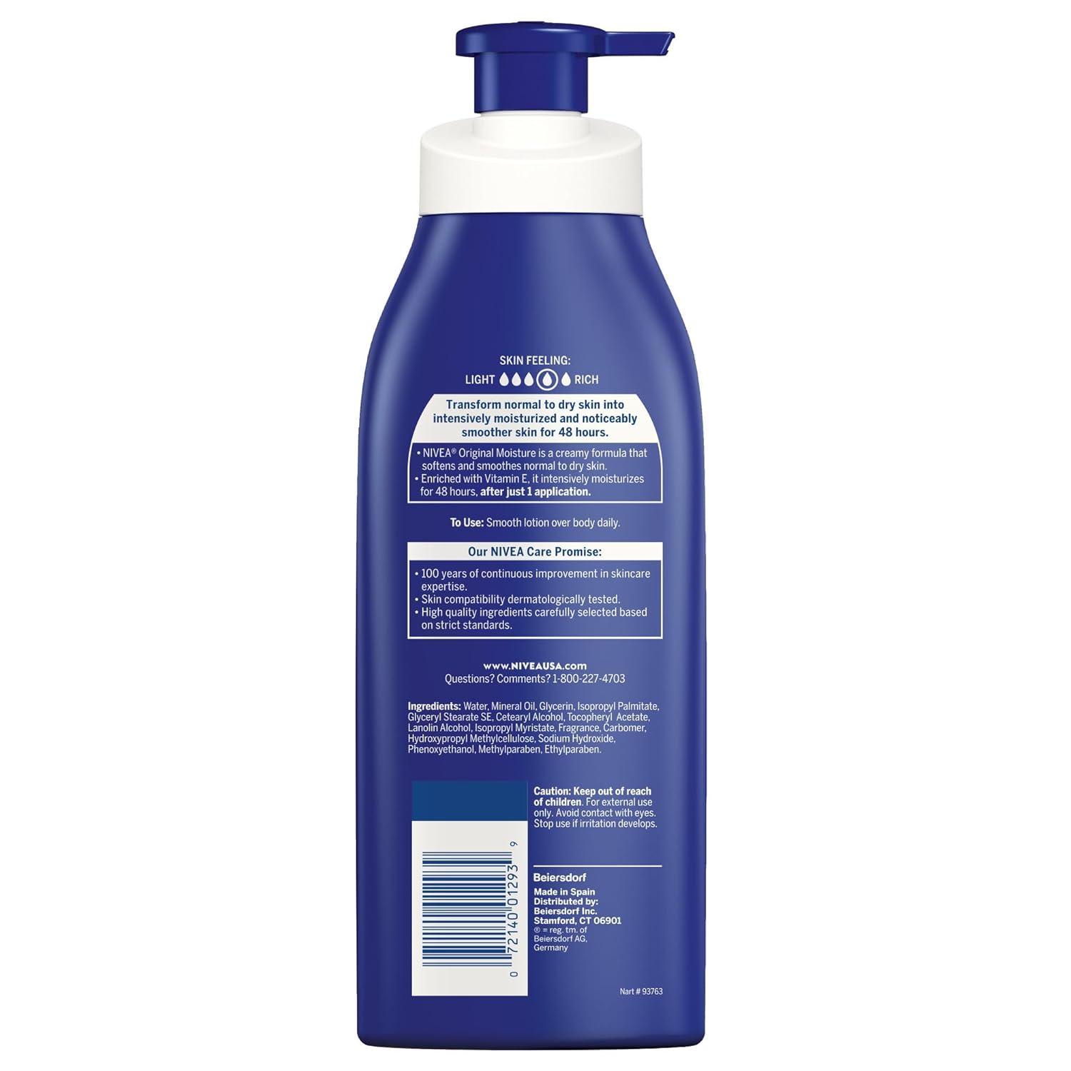 imageNIVEA Original Moisture Body Lotion with Vitamin E 48Hour Body Moisturizer for Normal to Dry Skin 169 Fl Oz Pump Bottle169 Fl Oz Pack of 2