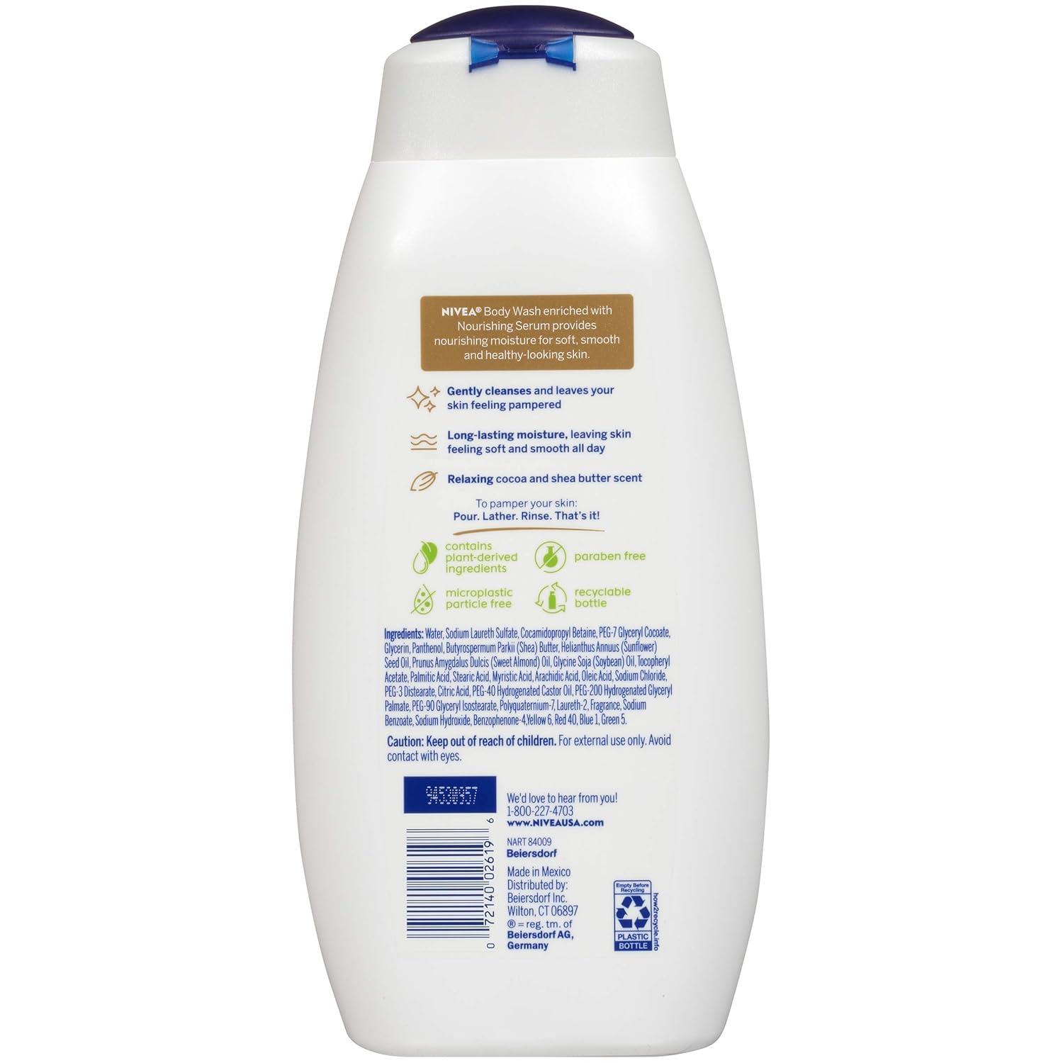 imageNIVEA Pampering Coconut and Almond Milk Body Wash with Nourishing Serum Moisturizing Body Wash for Women Enriched with Provitamin B5 and Vitamin E 20 Fl Oz BottleChocolate
