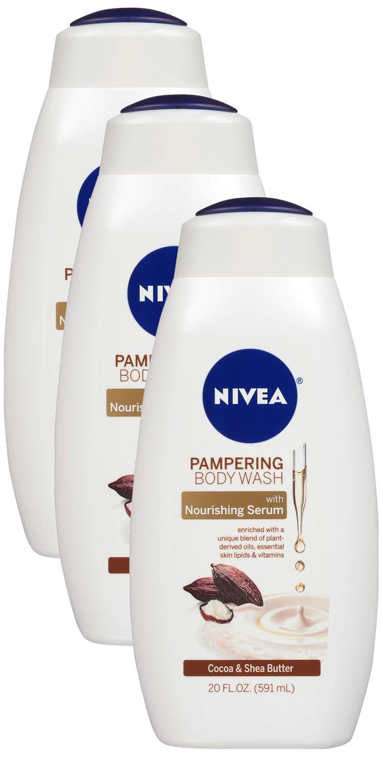 imageNIVEA Pampering Coconut and Almond Milk Body Wash with Nourishing Serum Moisturizing Body Wash for Women Enriched with Provitamin B5 and Vitamin E 20 Fl Oz BottleChocolate