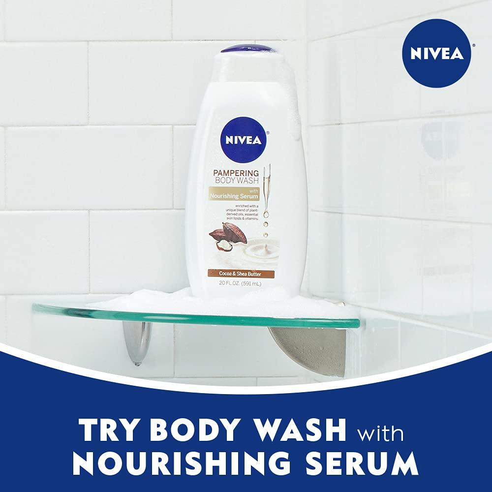 imageNIVEA Pampering Coconut and Almond Milk Body Wash with Nourishing Serum Moisturizing Body Wash for Women Enriched with Provitamin B5 and Vitamin E 20 Fl Oz BottleChocolate