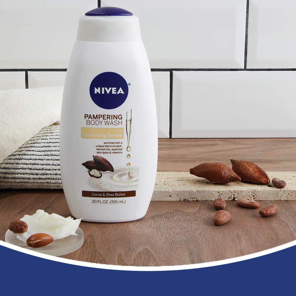 imageNIVEA Pampering Coconut and Almond Milk Body Wash with Nourishing Serum Moisturizing Body Wash for Women Enriched with Provitamin B5 and Vitamin E 20 Fl Oz BottleChocolate