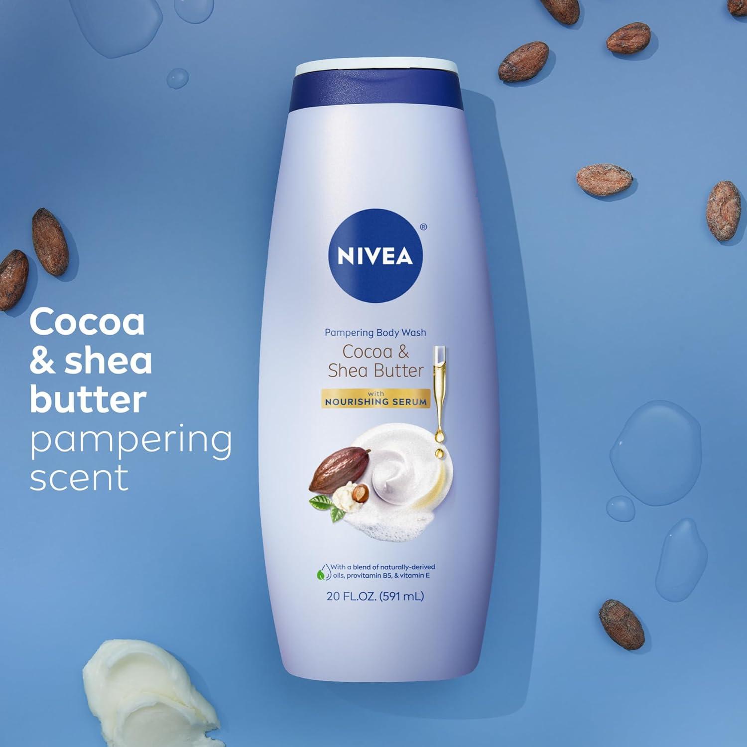 imageNIVEA Pampering Coconut and Almond Milk Body Wash with Nourishing Serum Moisturizing Body Wash for Women Enriched with Provitamin B5 and Vitamin E 20 Fl Oz BottleChocolate