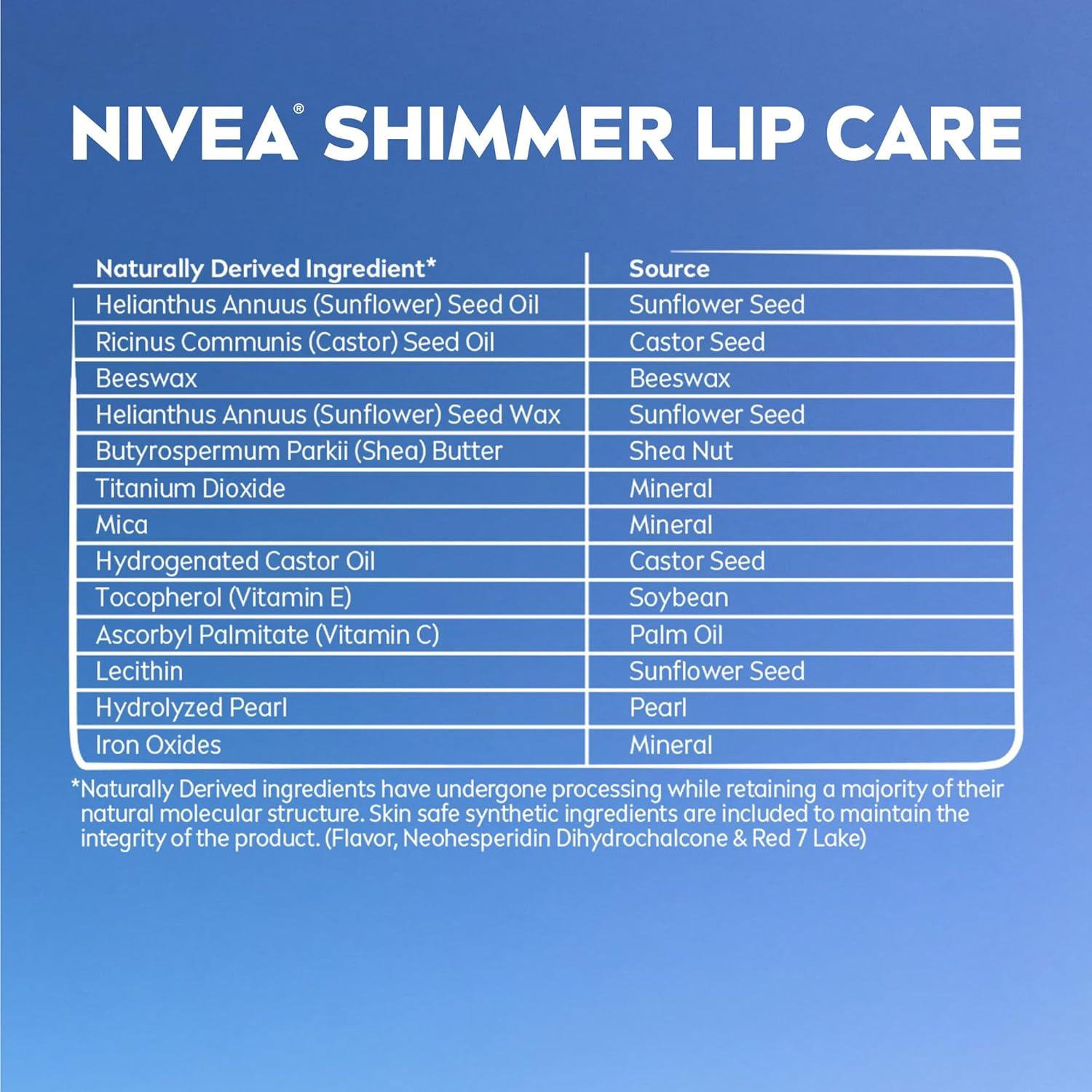 imageNIVEA Peach Lip Care 4 x 017 oz Stick NIVEA Shimmer Lip Care 4 x 017 oz Stick Lip Balm Set with Shea Butter Nourishing Oils and Vitamin C amp E
