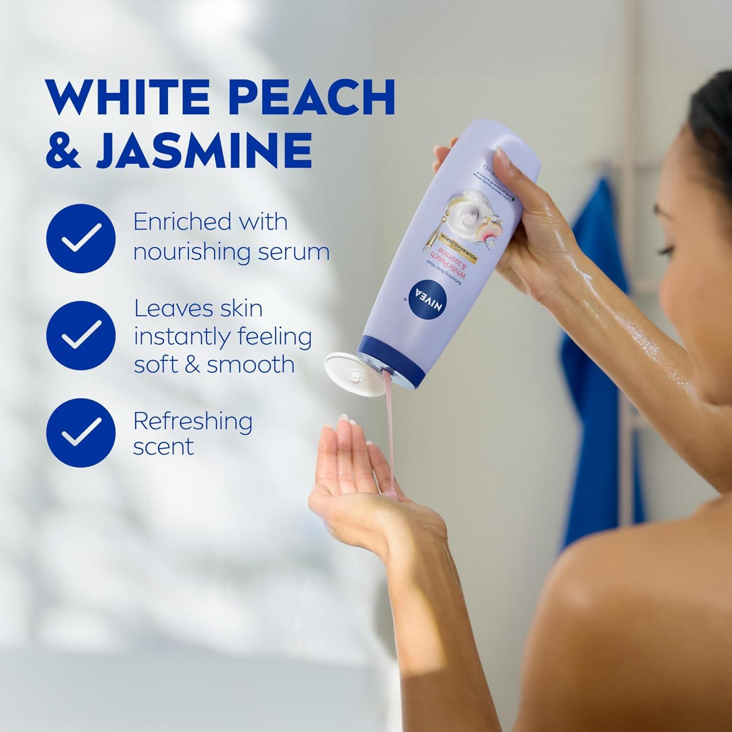 imageNIVEA Refreshing Basil and White Tea Body Wash with Nourishing Serum Scented Body Wash for Women Enriched with Provitamin B5 and Vitamin E 20 Fl Oz Bottle20 Fl Oz Pack of 3