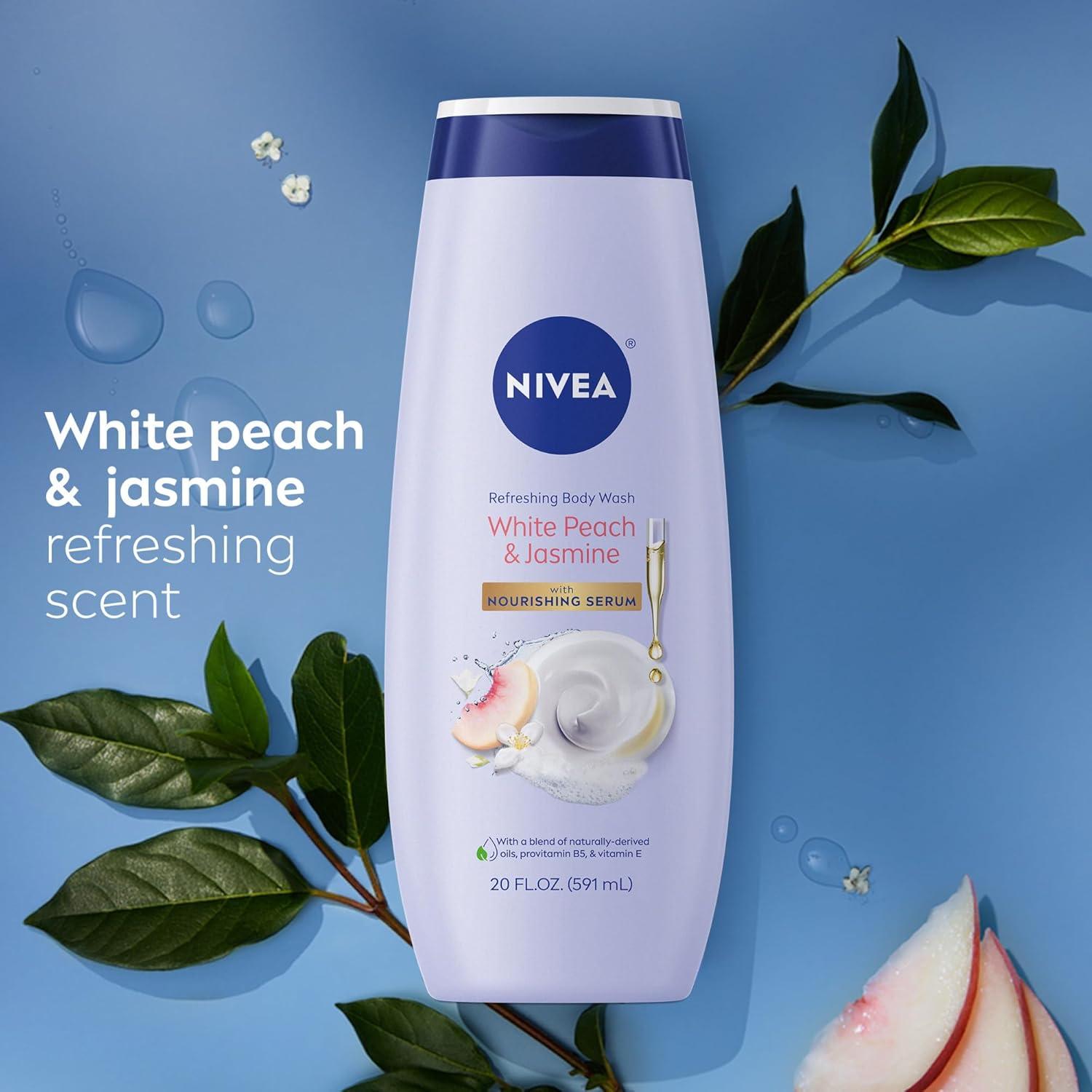 imageNIVEA Refreshing Basil and White Tea Body Wash with Nourishing Serum Scented Body Wash for Women Enriched with Provitamin B5 and Vitamin E 20 Fl Oz Bottle20 Fl Oz Pack of 1