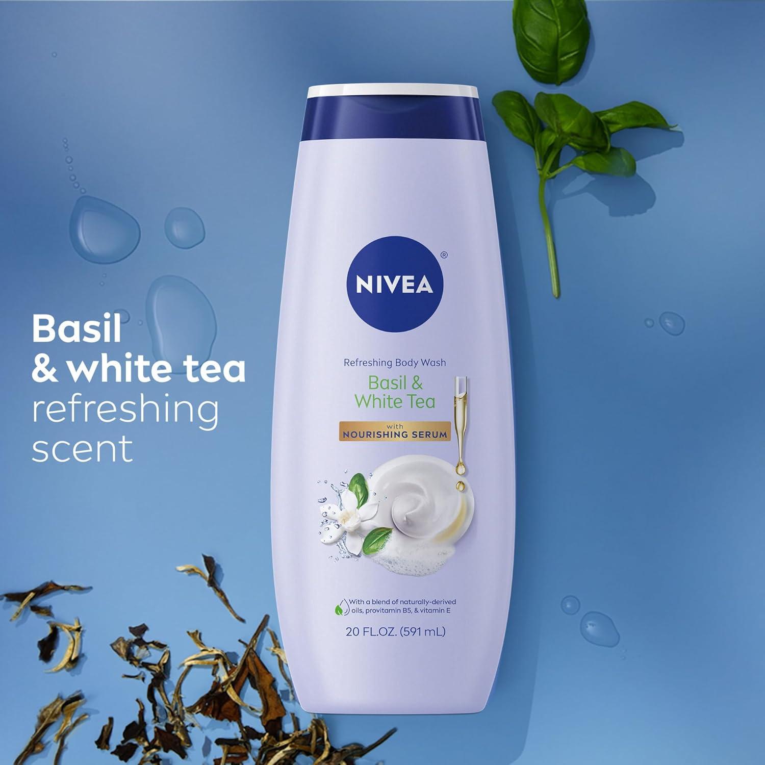 imageNIVEA Refreshing Basil and White Tea Body Wash with Nourishing Serum Scented Body Wash for Women Enriched with Provitamin B5 and Vitamin E 20 Fl Oz Bottle20 Fl Oz Pack of 1