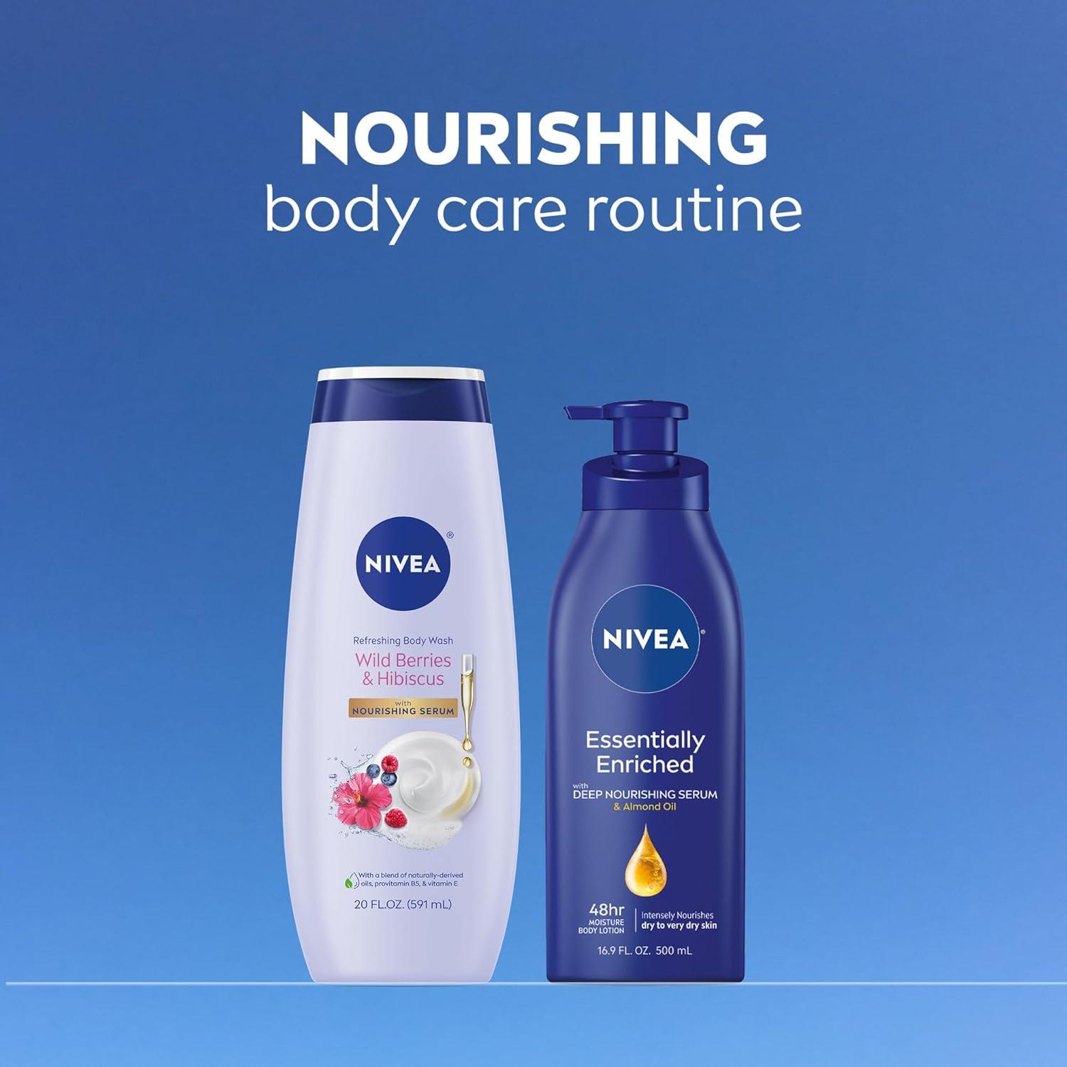 imageNIVEA Refreshing Wild Berries and Hibiscus Body Wash with Nourishing Serum Scented Body Wash for Women Enriched with Provitamin B5 and Vitamin E 20 Fl Oz BottleHibiscus
