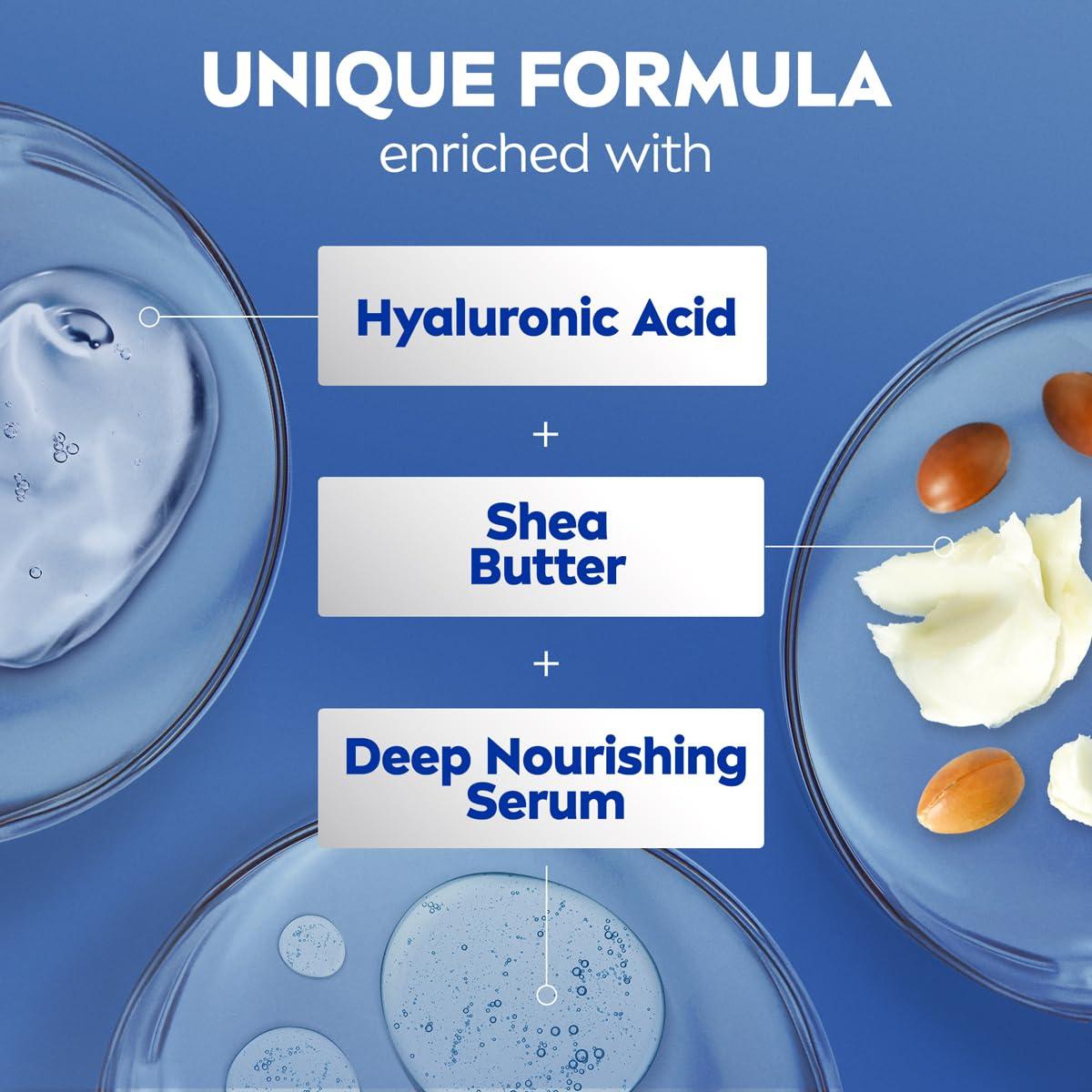 imageNIVEA Shea Nourish Body Lotion for Dry Skin with Hyaluronic Acid Shea Butter and Deep Nourishing Serum 48Hour Body Moisturizer 338 Fl Oz Pump Bottle