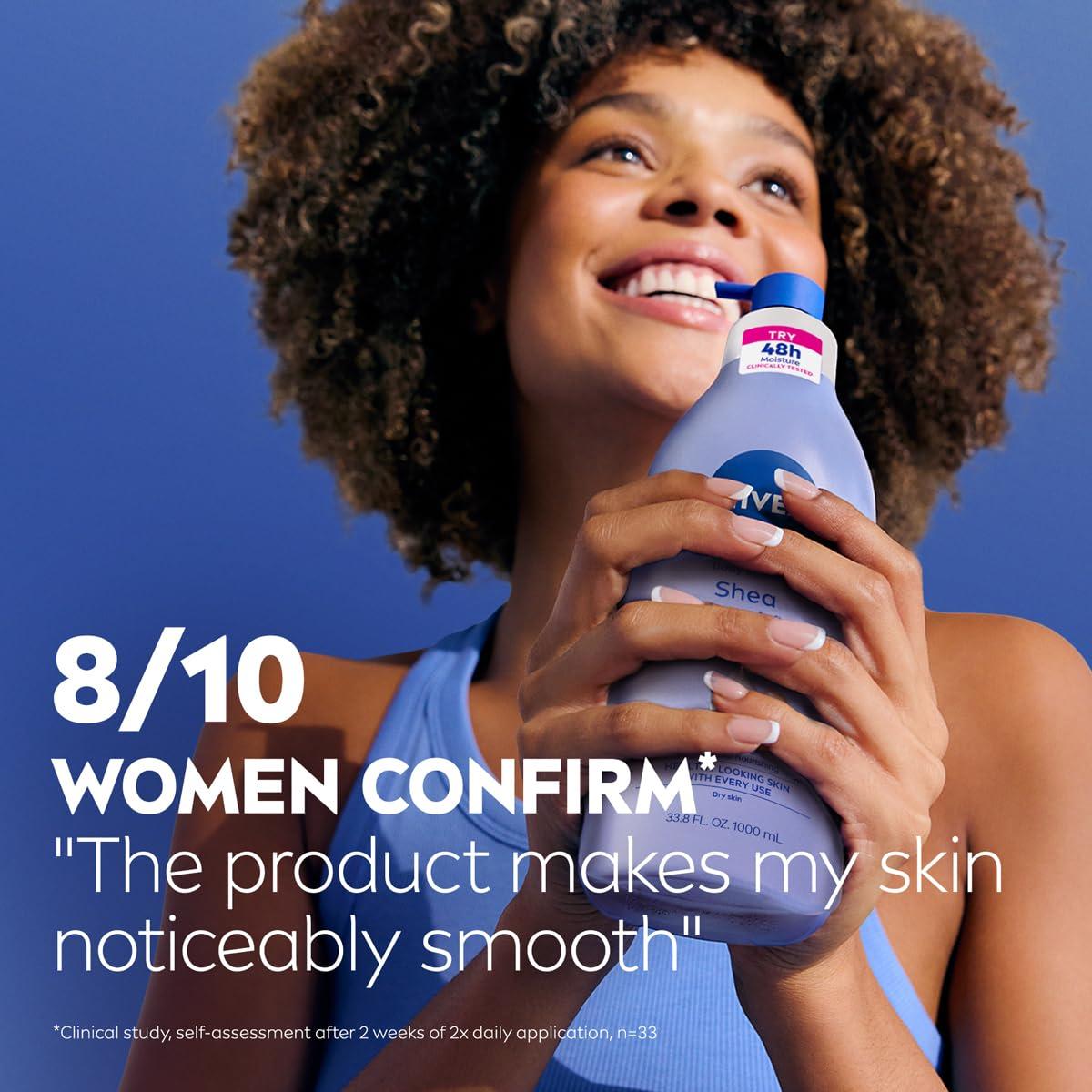imageNIVEA Shea Nourish Body Lotion for Dry Skin with Hyaluronic Acid Shea Butter and Deep Nourishing Serum 48Hour Body Moisturizer 338 Fl Oz Pump Bottle