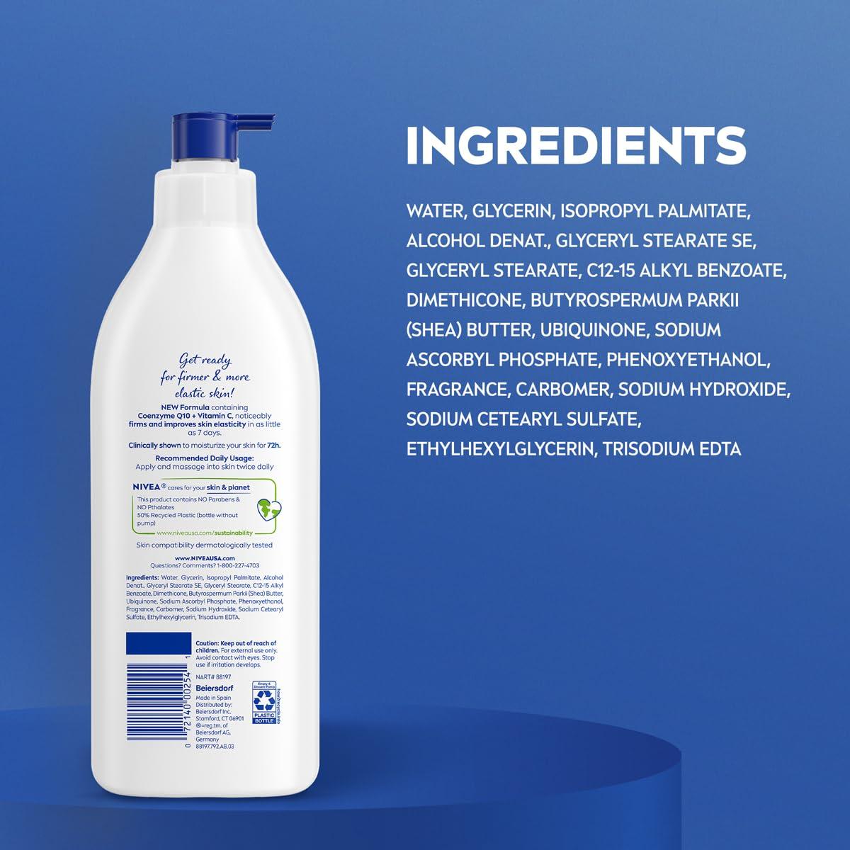 imageNIVEA Sheer Hydration Skin Firming Body Lotion with Q10 and Vitamin C 72Hour Body Moisturizer for Normal to Dry Skin 169 Fl Oz Pump Bottle169 Fl Oz Pack of 1