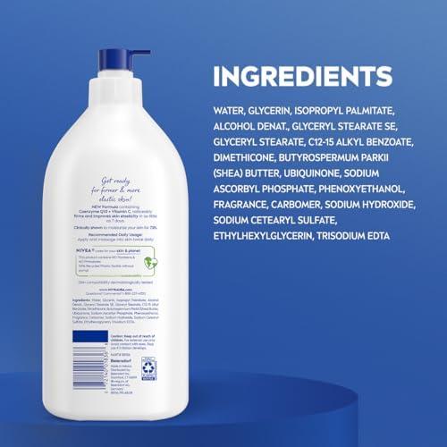 imageNIVEA Sheer Hydration Skin Firming Body Lotion with Q10 and Vitamin C 72Hour Body Moisturizer for Normal to Dry Skin 169 Fl Oz Pump Bottle338 Fl Oz Pack of 1