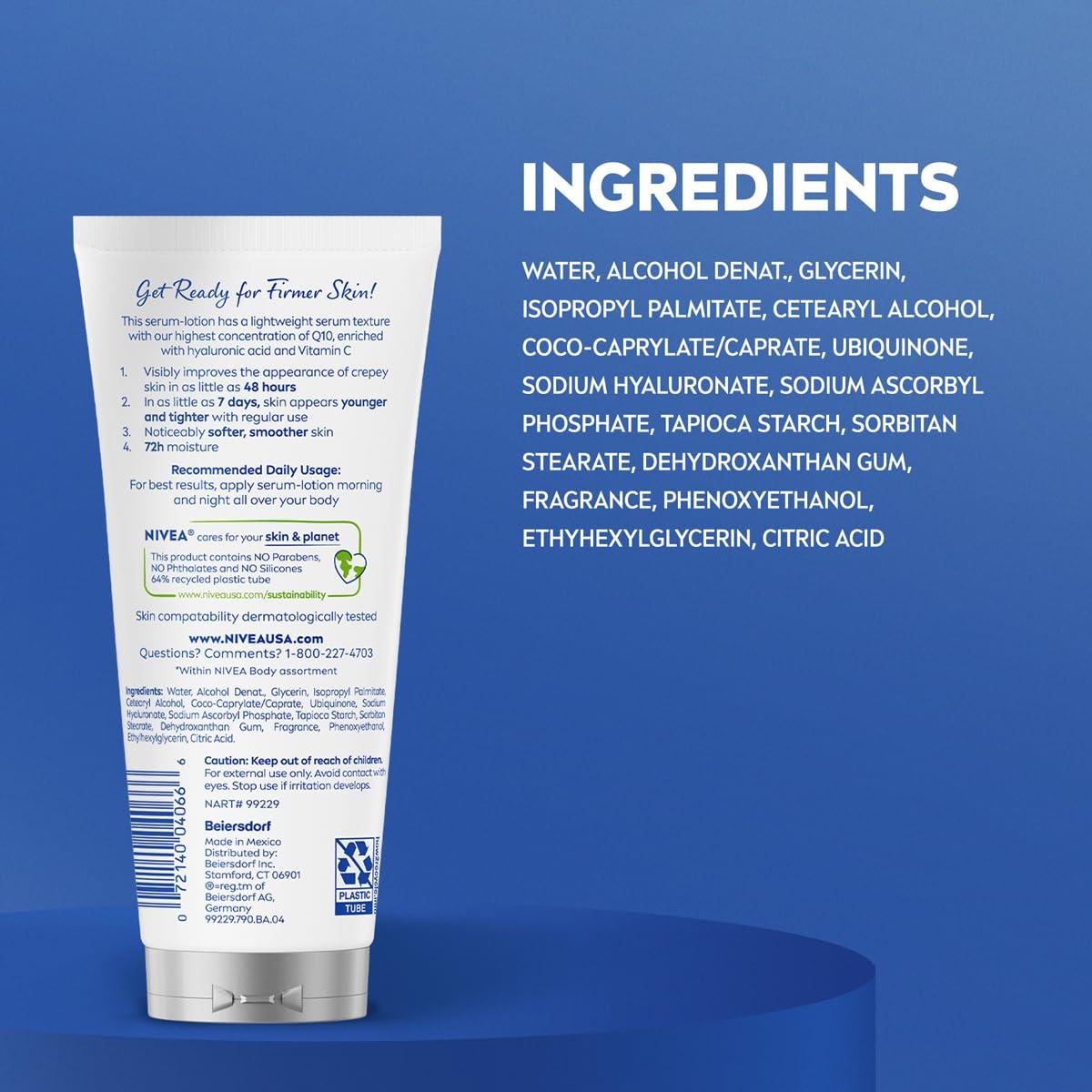 imageNIVEA Skin Firming amp Anti Crepe Body SerumLotion with Q10 Hyaluronic Acid and Vitamin C Mothers Day Gifts 67 Fl Oz Tube