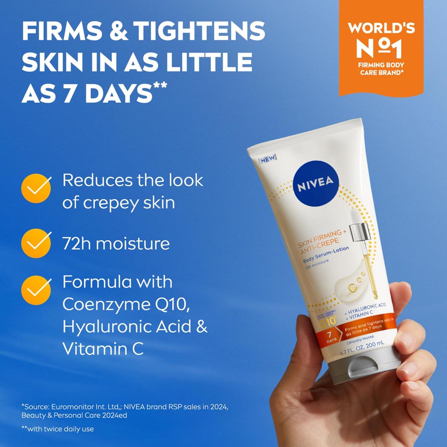 imageNIVEA Skin Firming amp Anti Crepe Body SerumLotion with Q10 Hyaluronic Acid and Vitamin C Mothers Day Gifts 67 Fl Oz Tube
