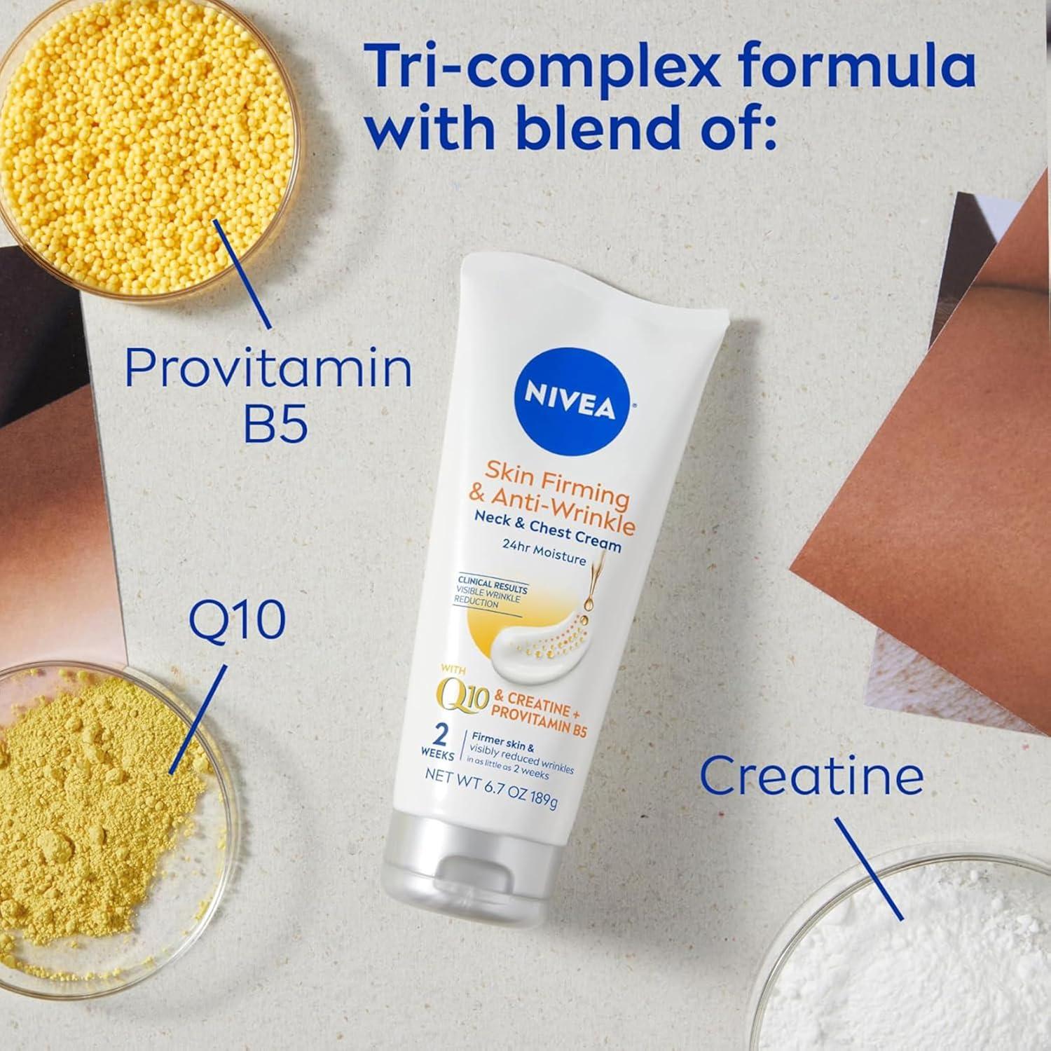 imageNIVEA Skin Firming amp Anti Wrinkle Neck amp Chest Cream with Coenzyme Q10 Creatine and Provitamin B5 Skin Firming Cream Reduces the Look of Fine Lines and Wrinkles 67 Oz Tube67 Fl Oz Pack of 2