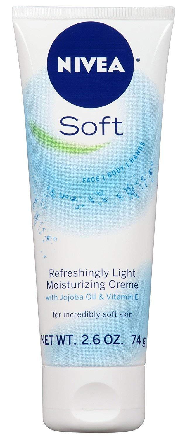 imageNIVEA Soft Refreshingly Soft Moisturizing Cream Lightweight Moisturizer for Face Body and Hands Body Cream Enriched with Jojoba Oil and Vitamin E 26 Oz Tube Pack of 326 Ounce Pack of 6