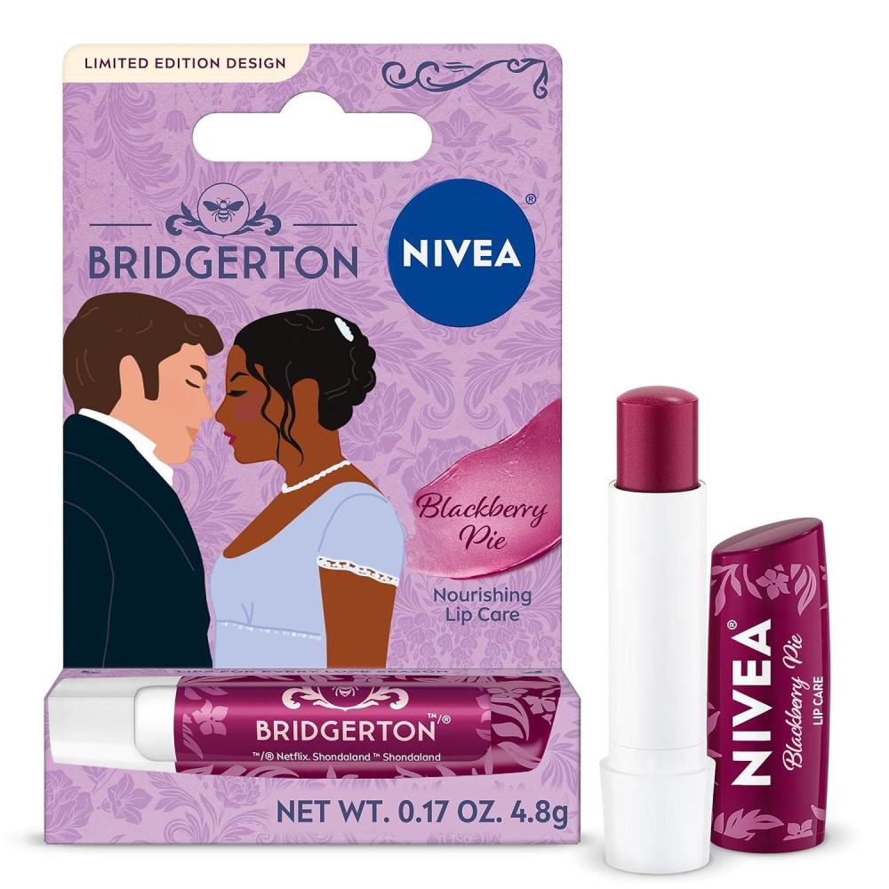 imageNIVEA Blackberry Pie Lip Balm Nourishing Lip Care Bridgerton Limited Edition Tinted Lip Balm with Blackberry Flavor and Shea Butter 3in1 Moisture Repair and Color 017 Oz StickBridgerton Blackberry Pie