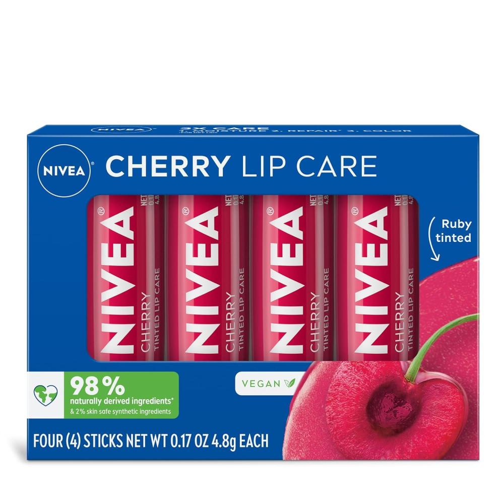 imageNIVEA Blackberry Pie Lip Balm Nourishing Lip Care Bridgerton Limited Edition Tinted Lip Balm with Blackberry Flavor and Shea Butter 3in1 Moisture Repair and Color 017 Oz StickCherry